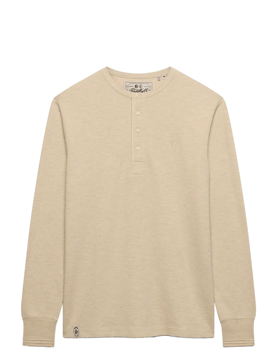 Superdry - MINI SLUB WAFFLE LS GRANDAD - langärmelige t-shirts - oatmeal marl - 1
