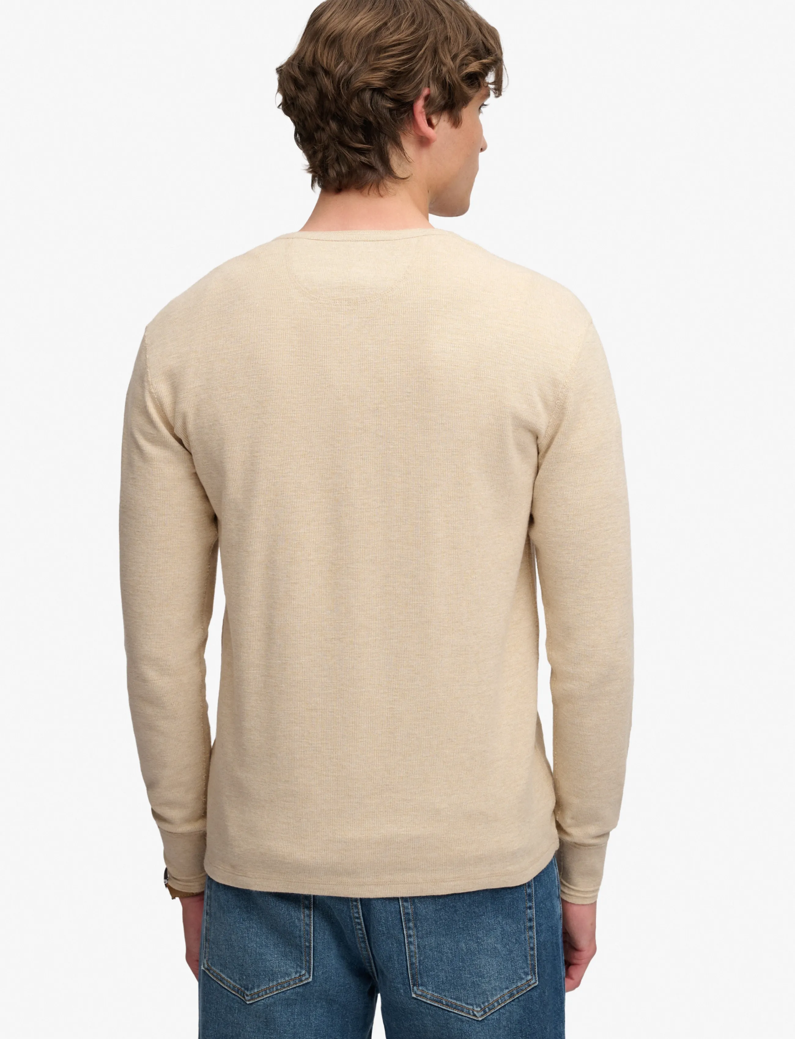 Superdry - MINI SLUB WAFFLE LS GRANDAD - langärmelige t-shirts - oatmeal marl - 3