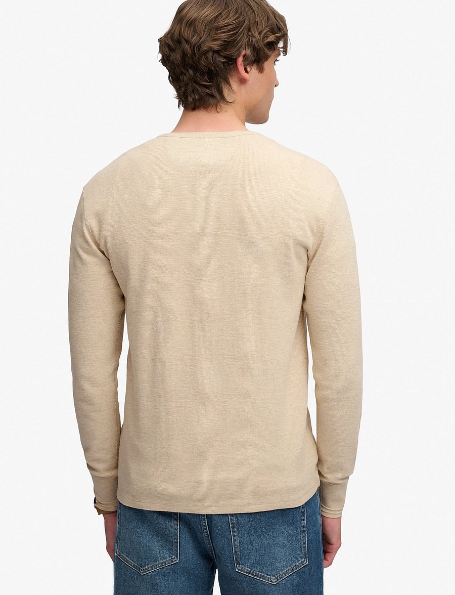 Superdry - MINI SLUB WAFFLE LS GRANDAD - langärmelige t-shirts - oatmeal marl - 3