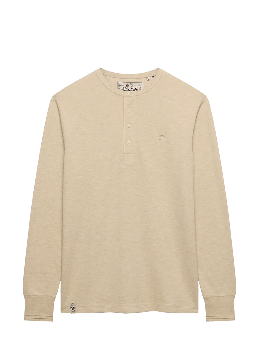 Superdry - MINI SLUB WAFFLE LS GRANDAD - langärmelige t-shirts - oatmeal marl - 2