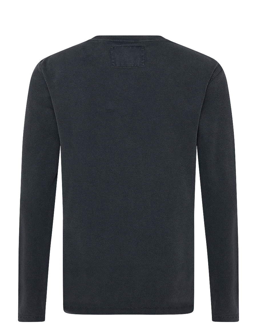 Superdry - WAFFLE LONG SLEEVE HENLEY TOP - långärmade t-shirts - french blue - 2