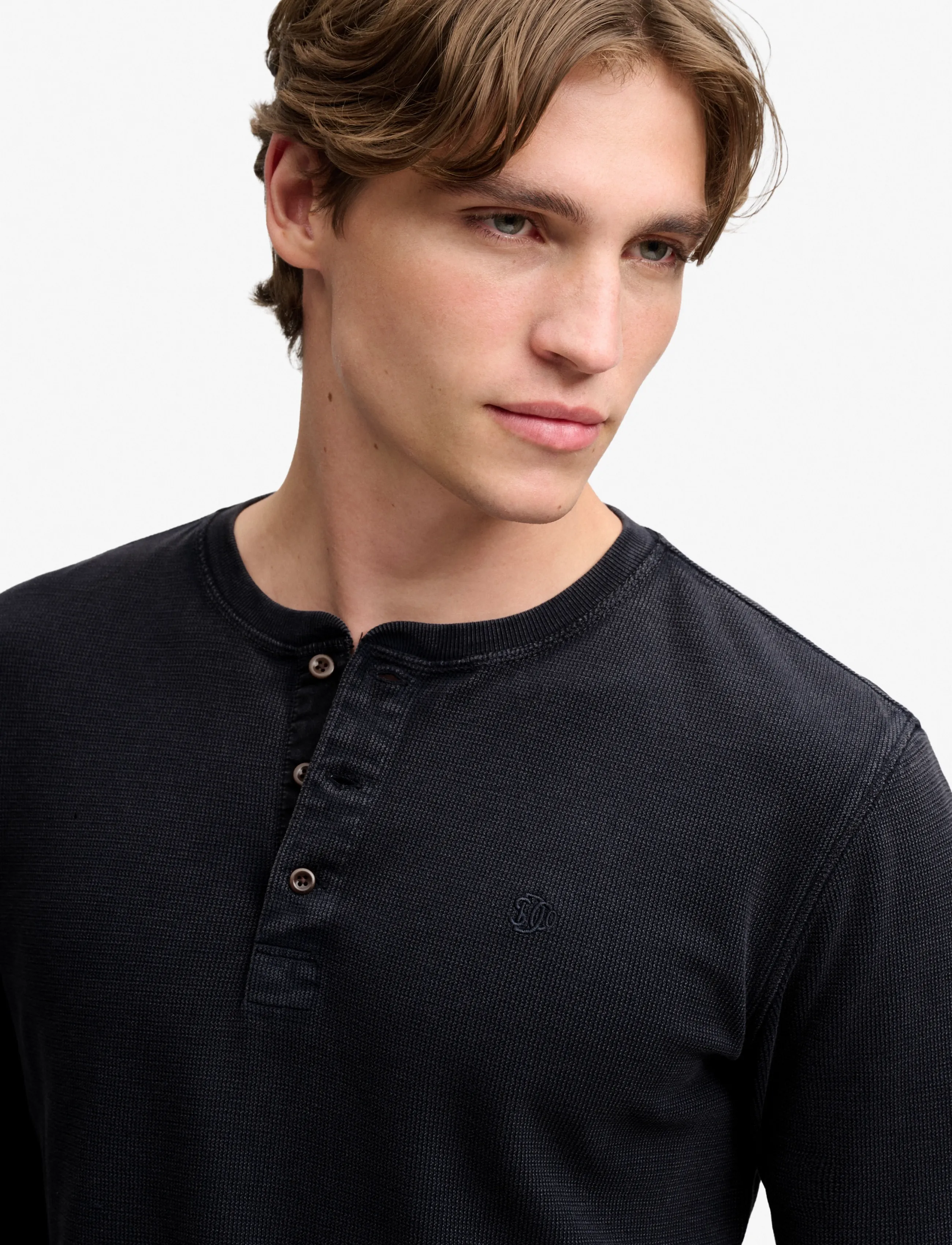 Superdry - WAFFLE LONG SLEEVE HENLEY TOP - french blue - 3