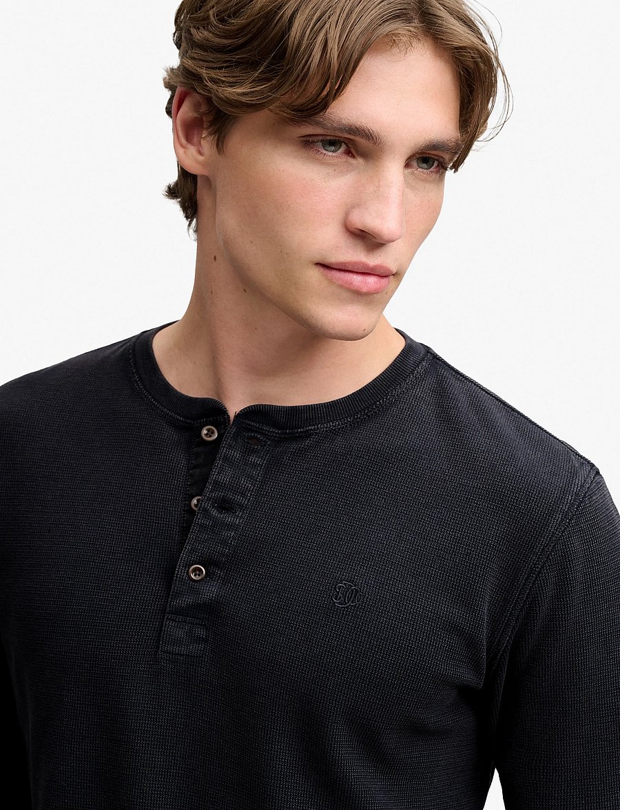 Superdry - WAFFLE LONG SLEEVE HENLEY TOP - french blue - 3