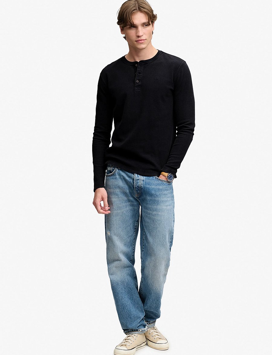 Superdry - WAFFLE LONG SLEEVE HENLEY TOP - french blue - 5