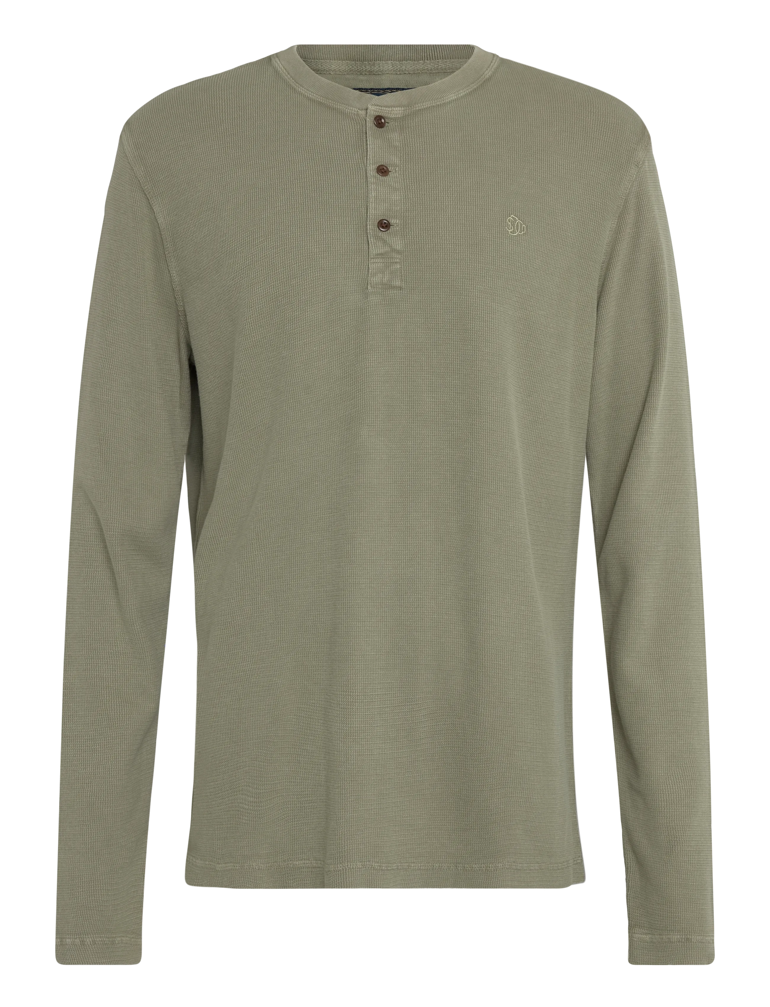 Superdry - WAFFLE LONG SLEEVE HENLEY TOP - langärmelige t-shirts - light khaki green - 1