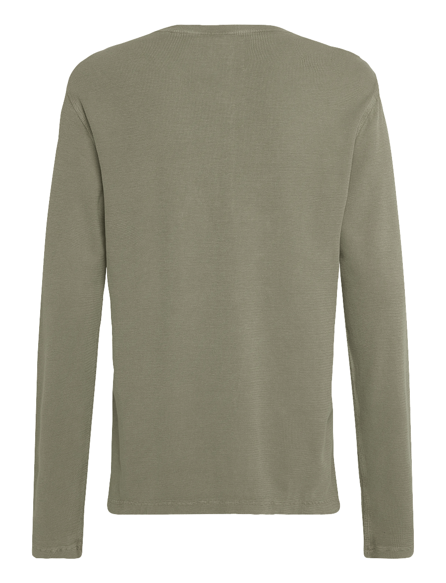 Superdry - WAFFLE LONG SLEEVE HENLEY TOP - langärmelige t-shirts - light khaki green - 2