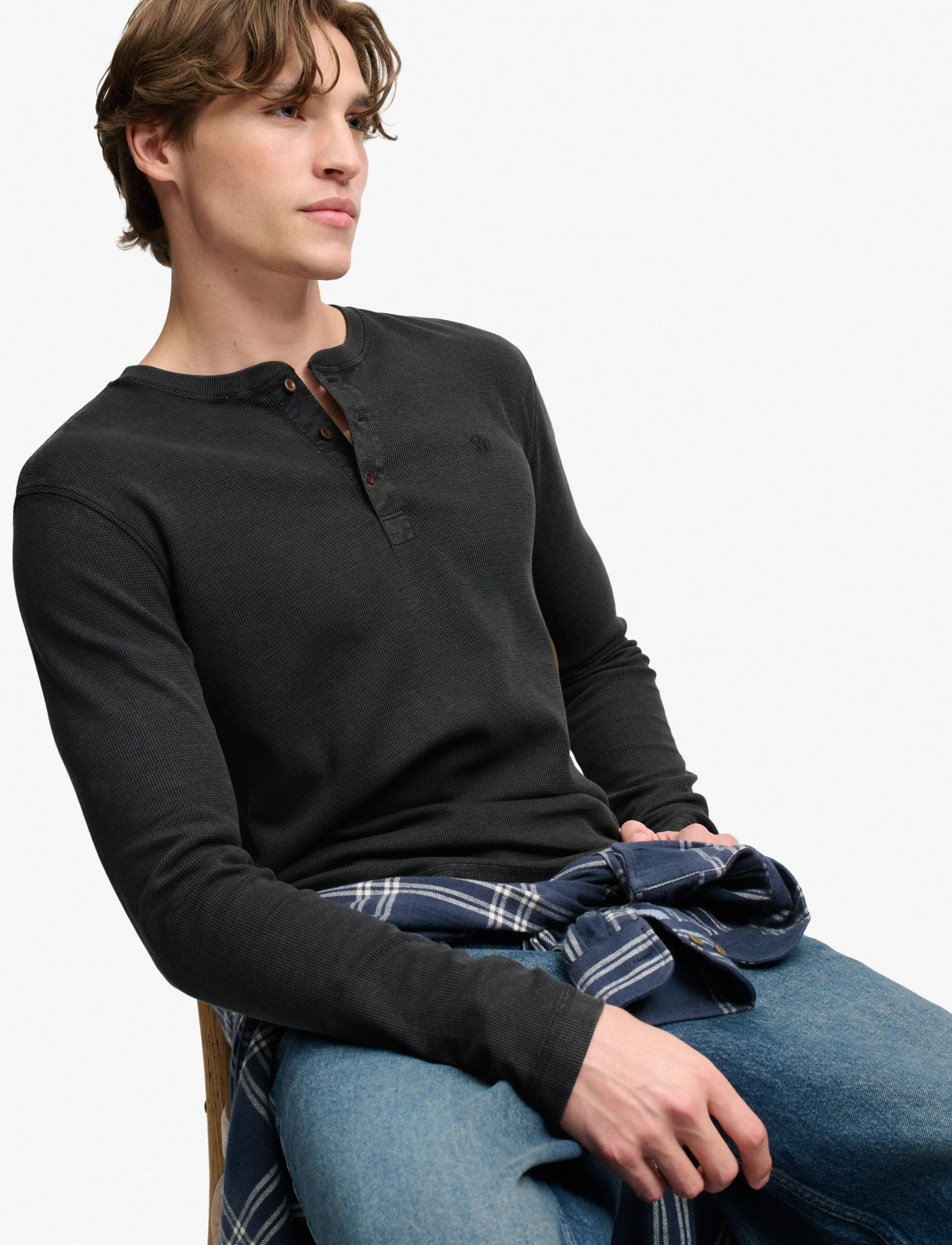 Waffle Long Sleeve Henley Top 4