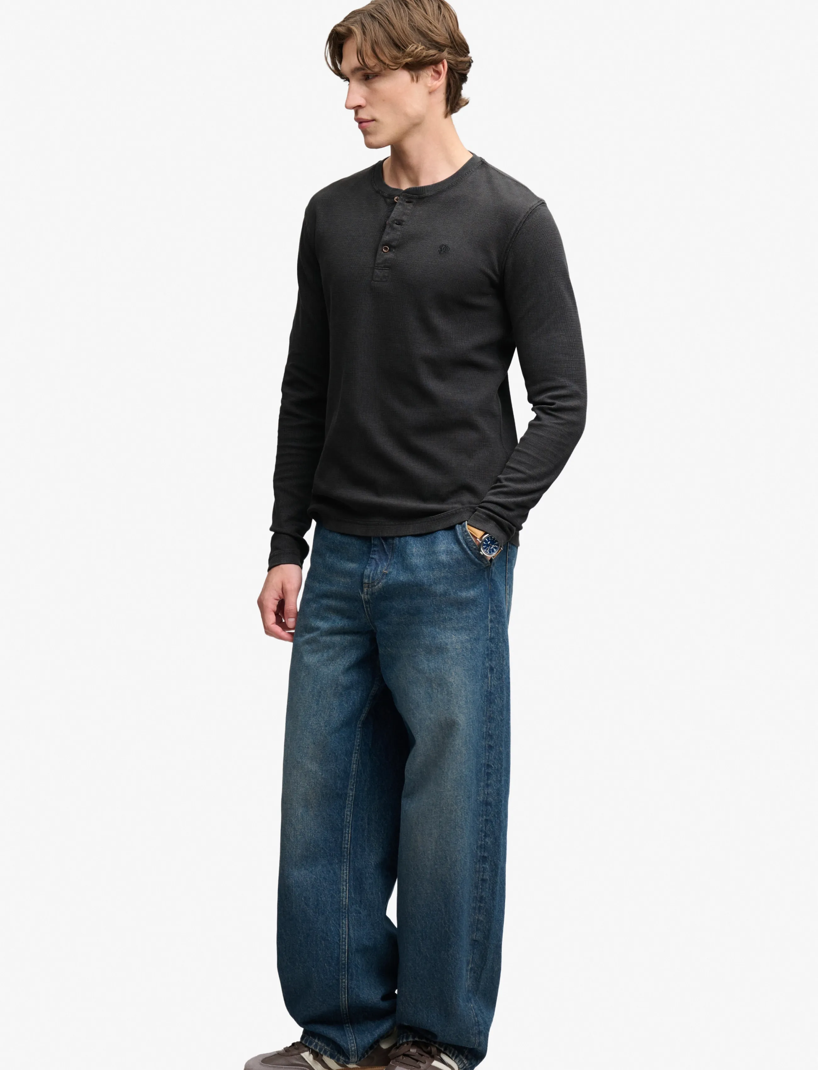 Waffle Long Sleeve Henley Top 5