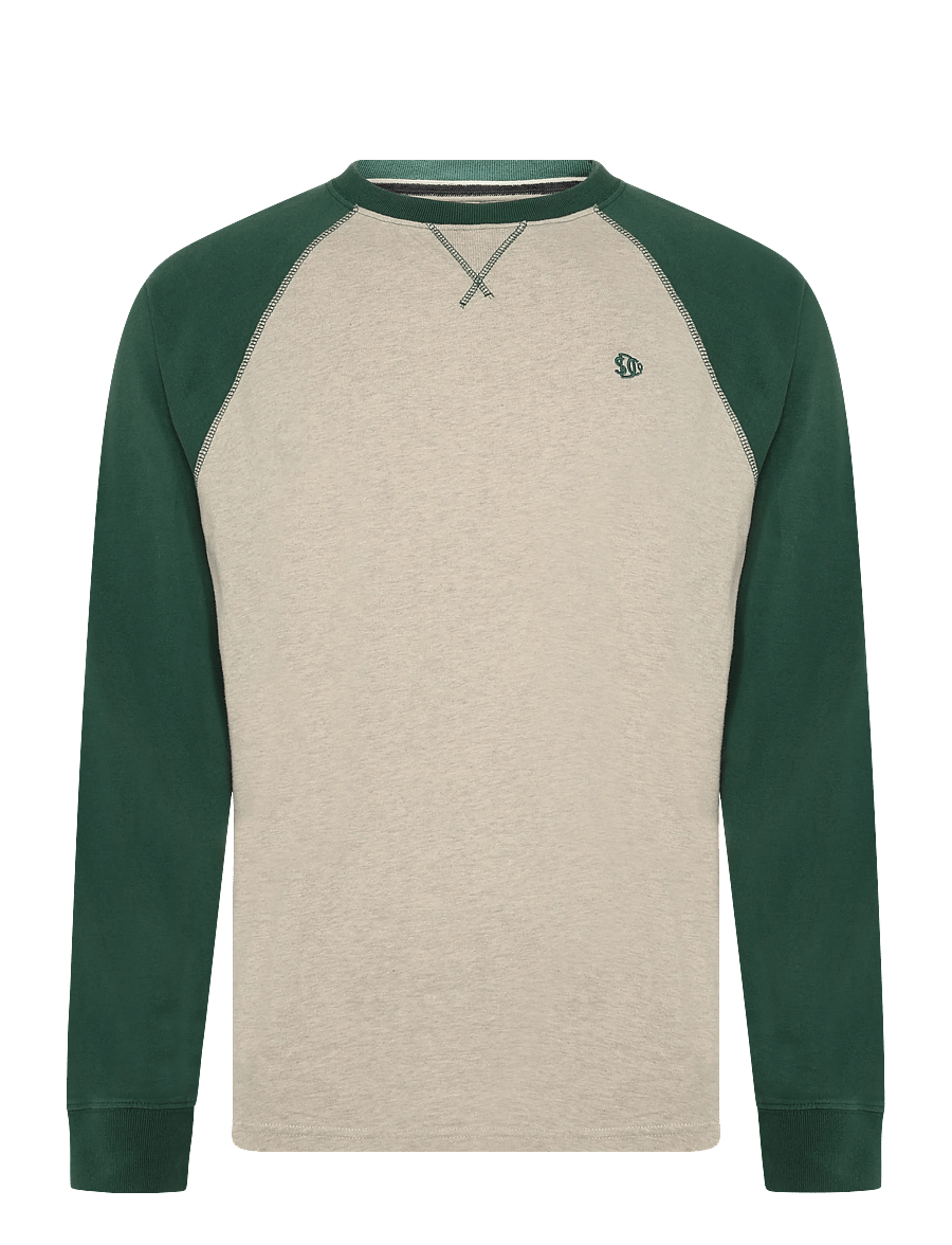 Superdry - VINTAGE ATHLETIC BASEBALL TOP - langärmelige t-shirts - pumice marl/hunter green - 1
