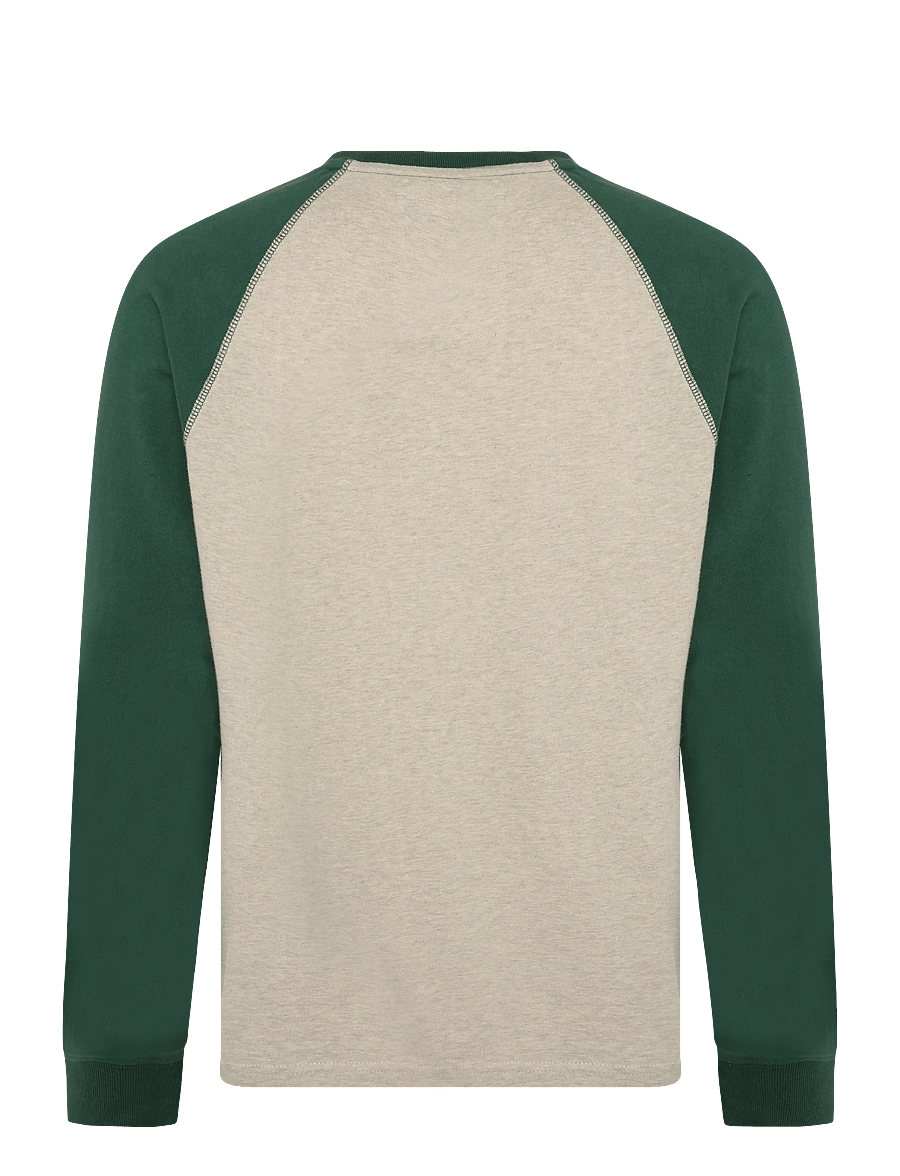 Superdry - VINTAGE ATHLETIC BASEBALL TOP - langärmelige t-shirts - pumice marl/hunter green - 2