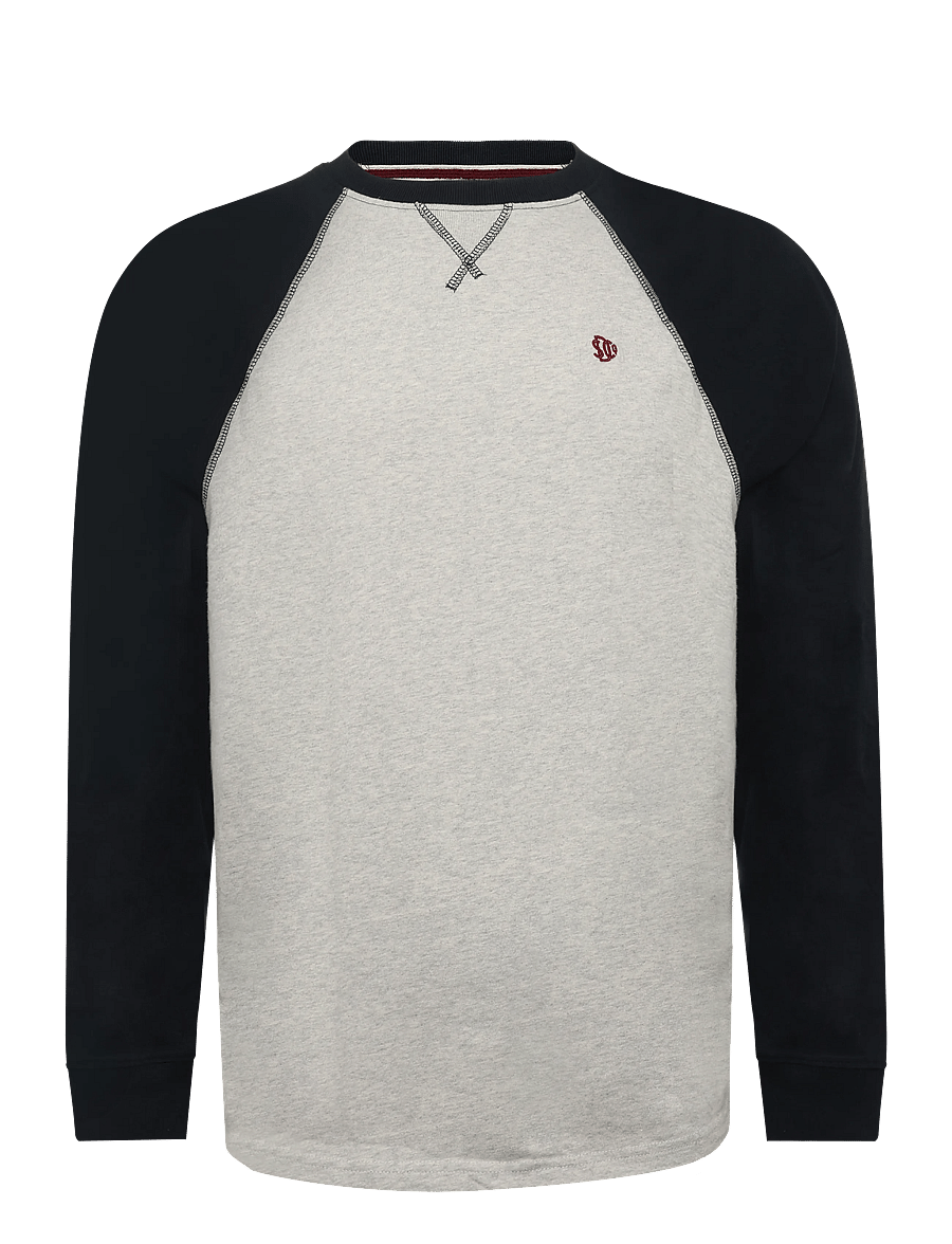 Superdry - VINTAGE ATHLETIC BASEBALL TOP - langærmede t-shirts - brooklyn grey marl/navy - 1