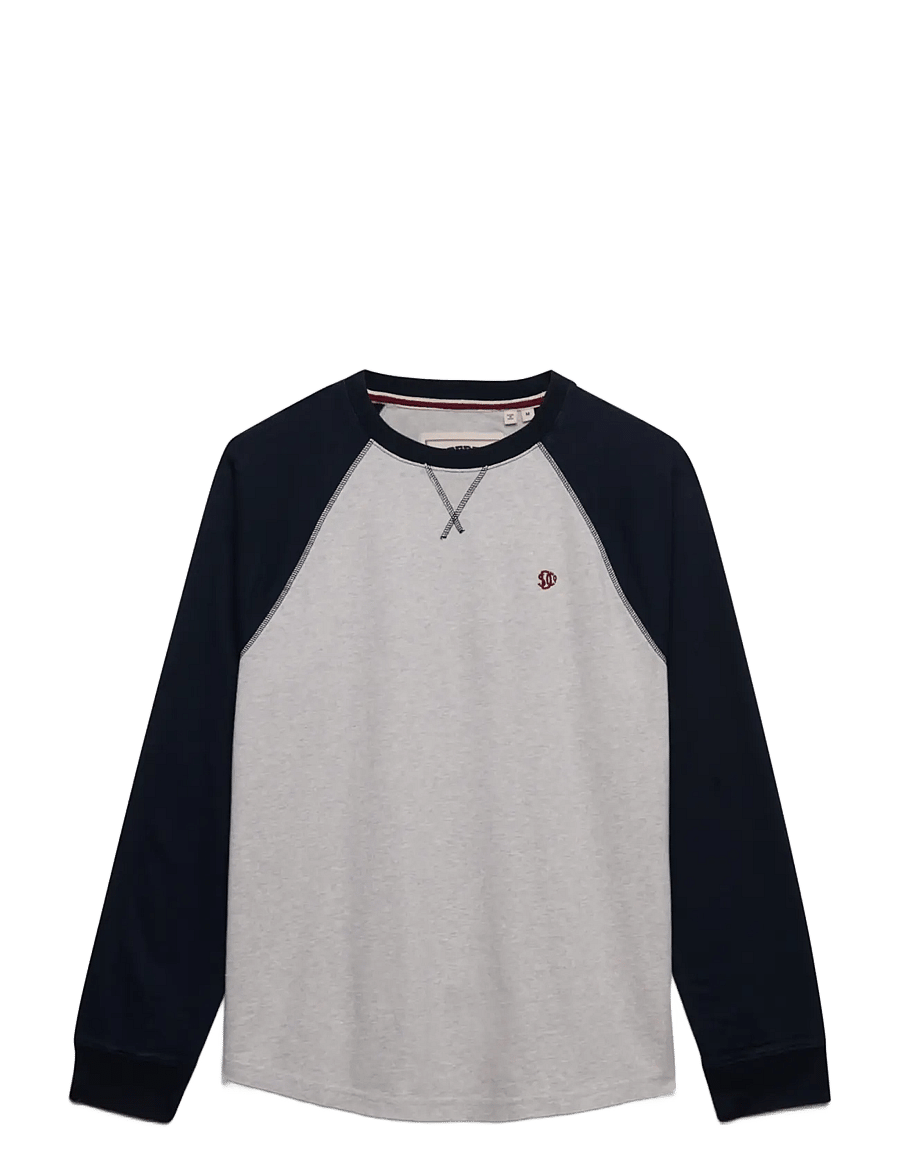Superdry - VINTAGE ATHLETIC BASEBALL TOP - pikkade varrukatega t-särgid - brooklyn grey marl/navy - 1