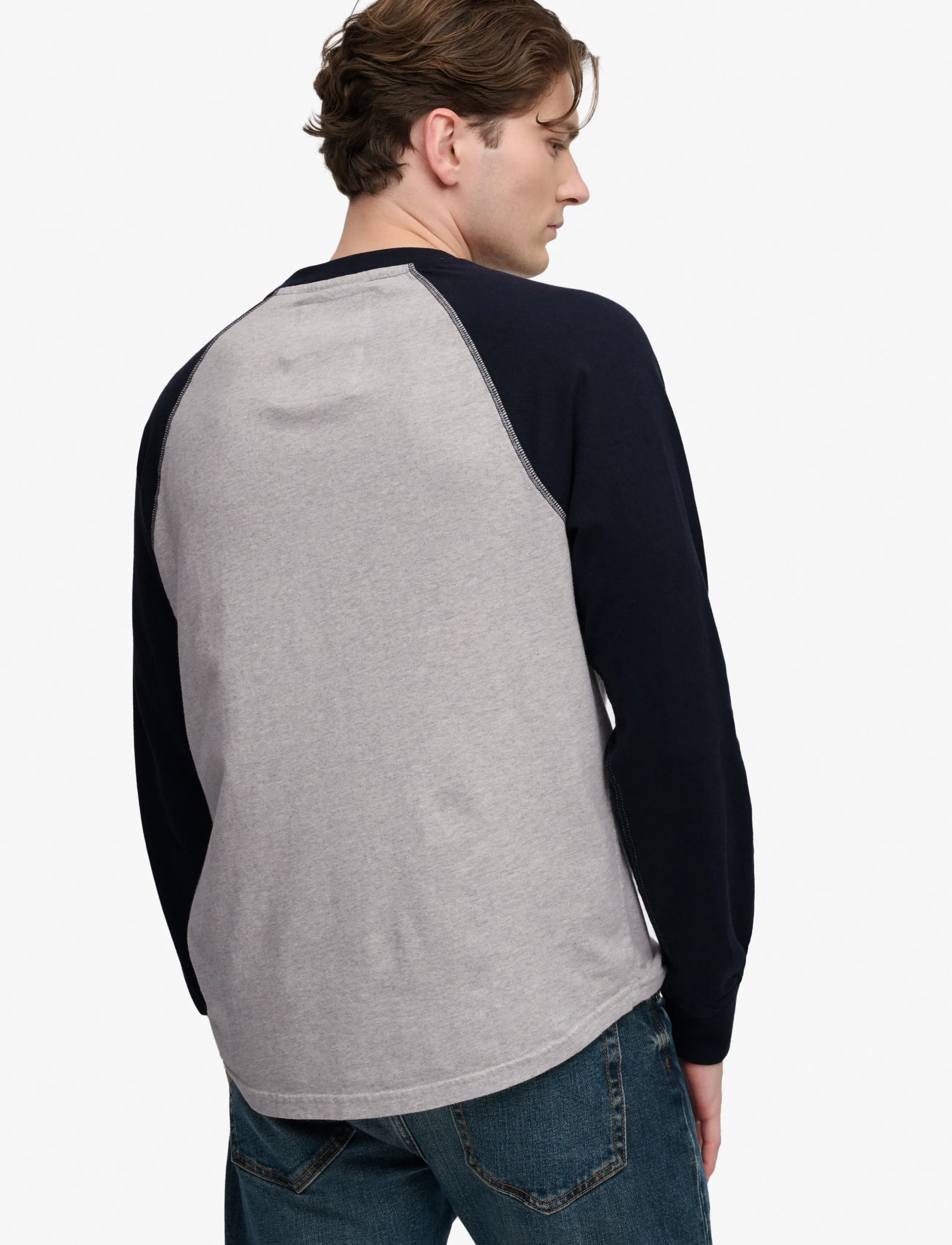 Superdry - VINTAGE ATHLETIC BASEBALL TOP - pikkade varrukatega t-särgid - brooklyn grey marl/navy - 2