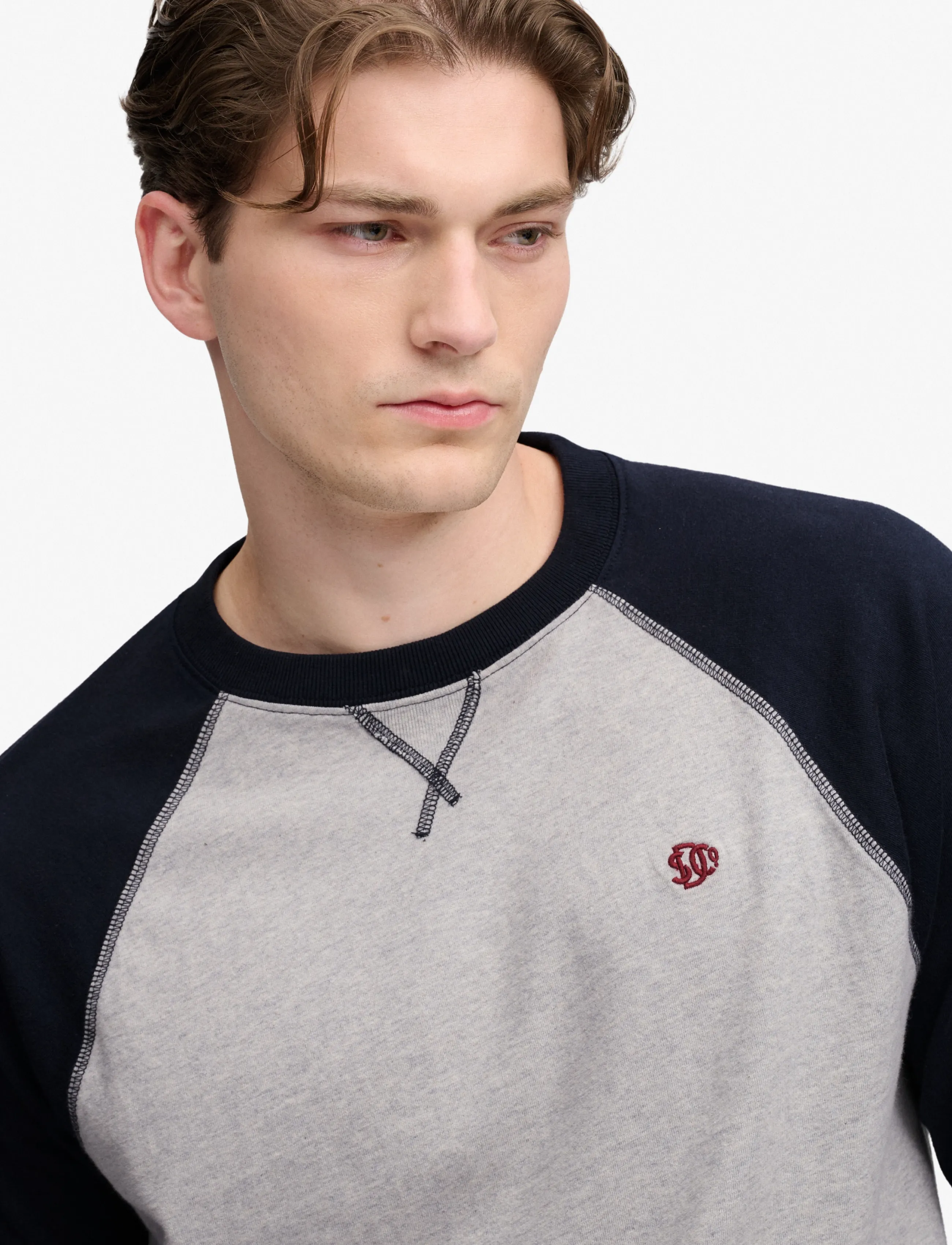 Superdry - VINTAGE ATHLETIC BASEBALL TOP - pikkade varrukatega t-särgid - brooklyn grey marl/navy - 3