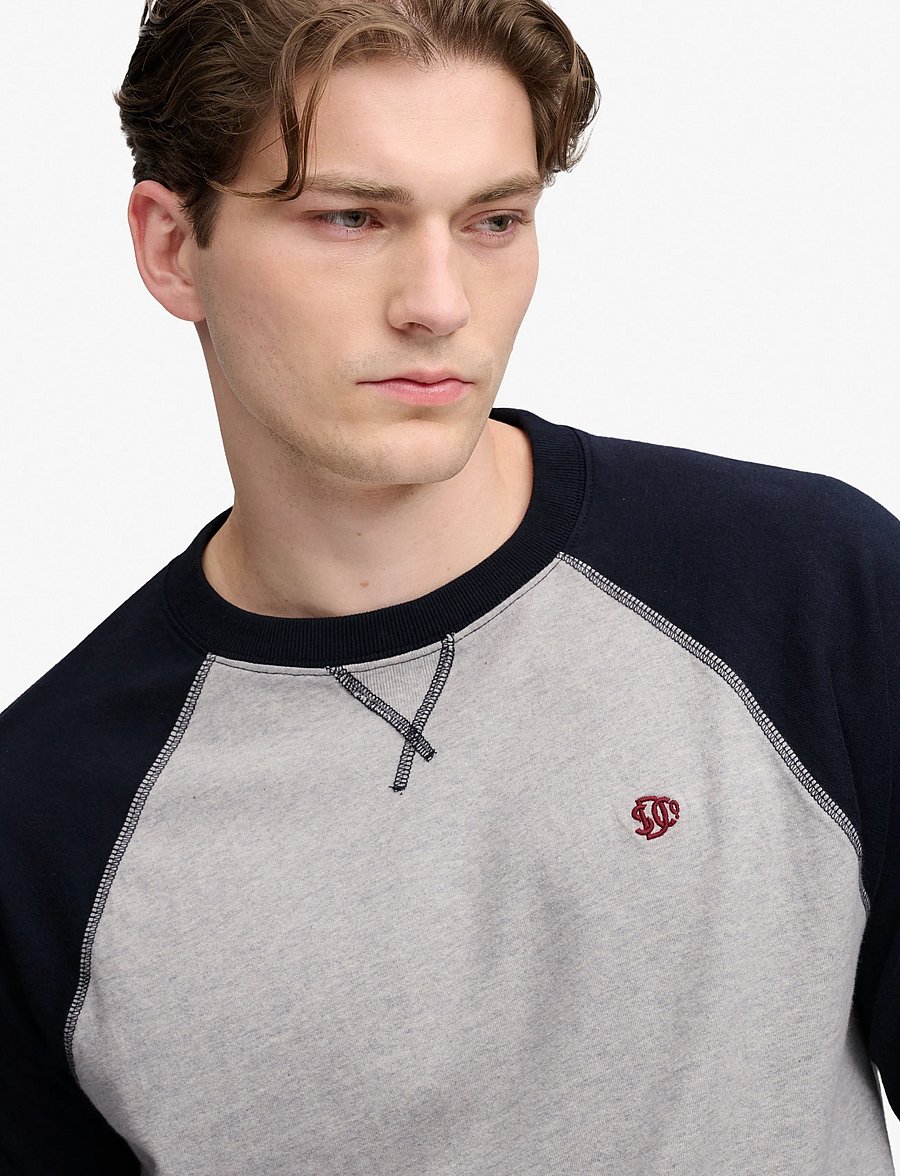 Superdry - VINTAGE ATHLETIC BASEBALL TOP - pikkade varrukatega t-särgid - brooklyn grey marl/navy - 3