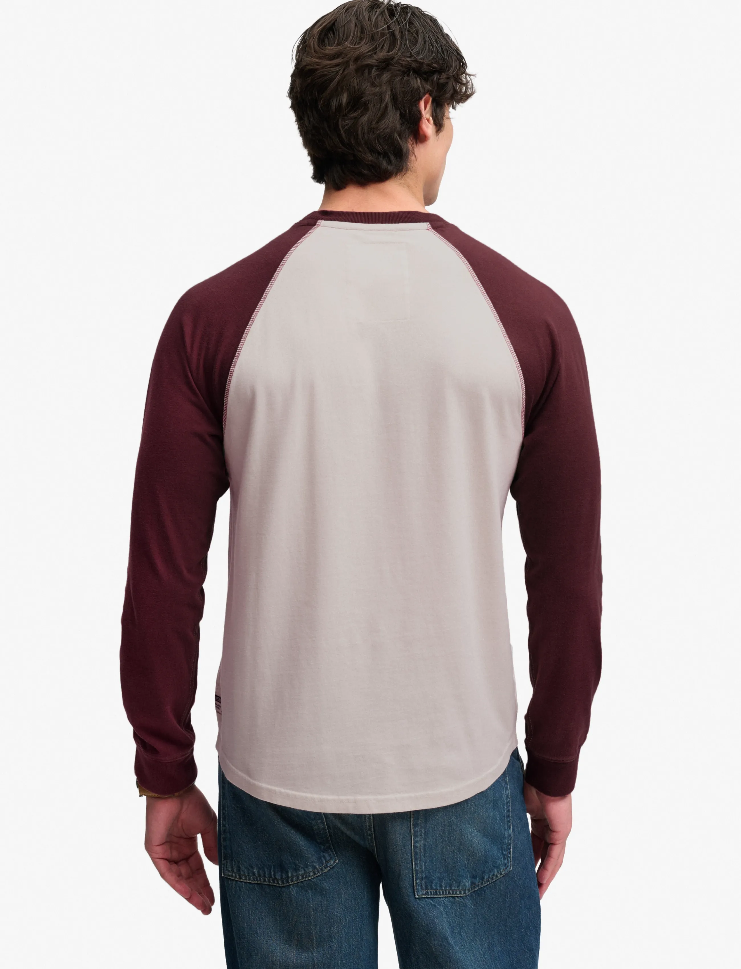 Superdry - VINTAGE ATHLETIC BASEBALL TOP - long-sleeved t-shirts - white sand/dark oxblood - 3