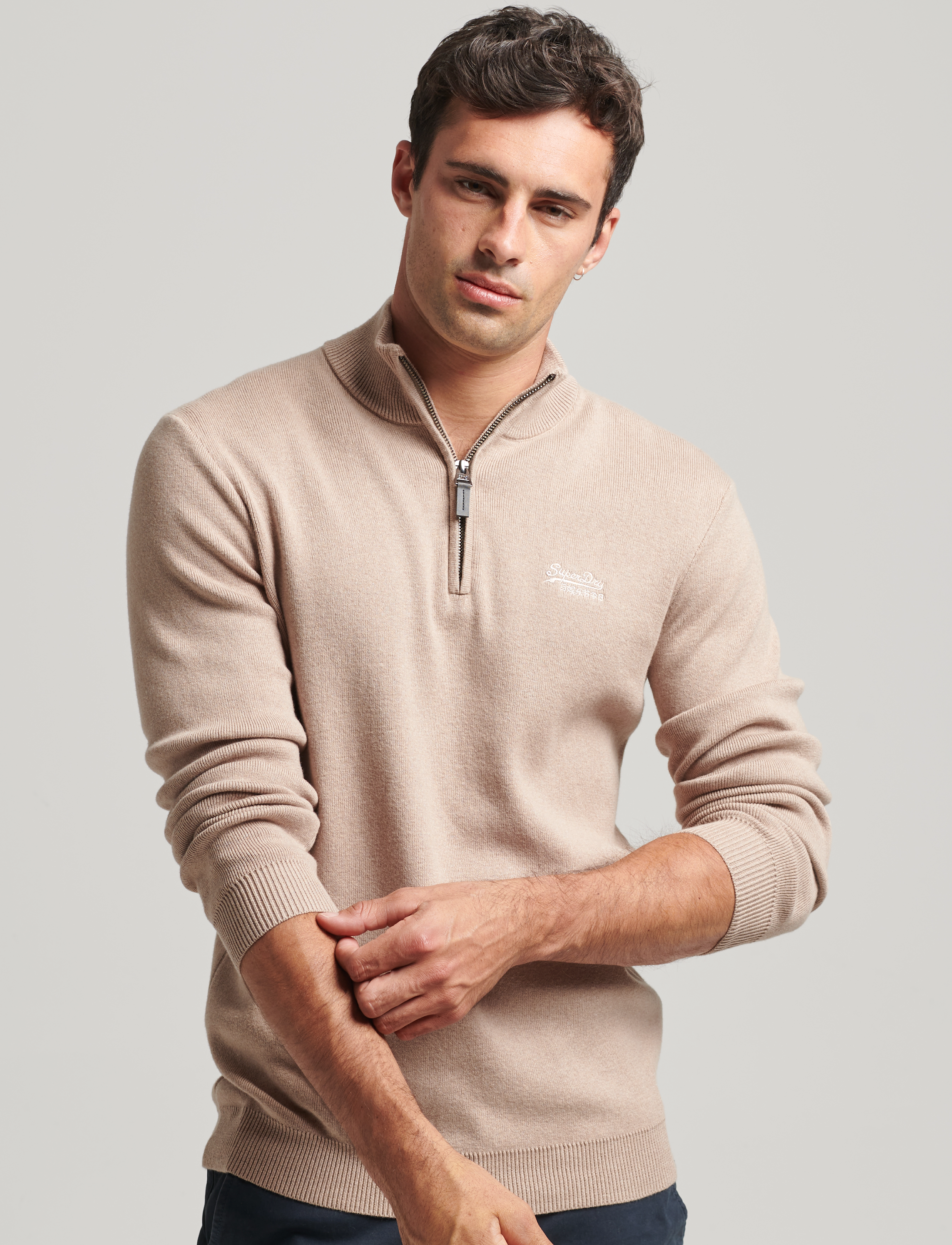 Superdry - VINTAGE EMB COTTON/CASH HENLEY - birch marl - 2