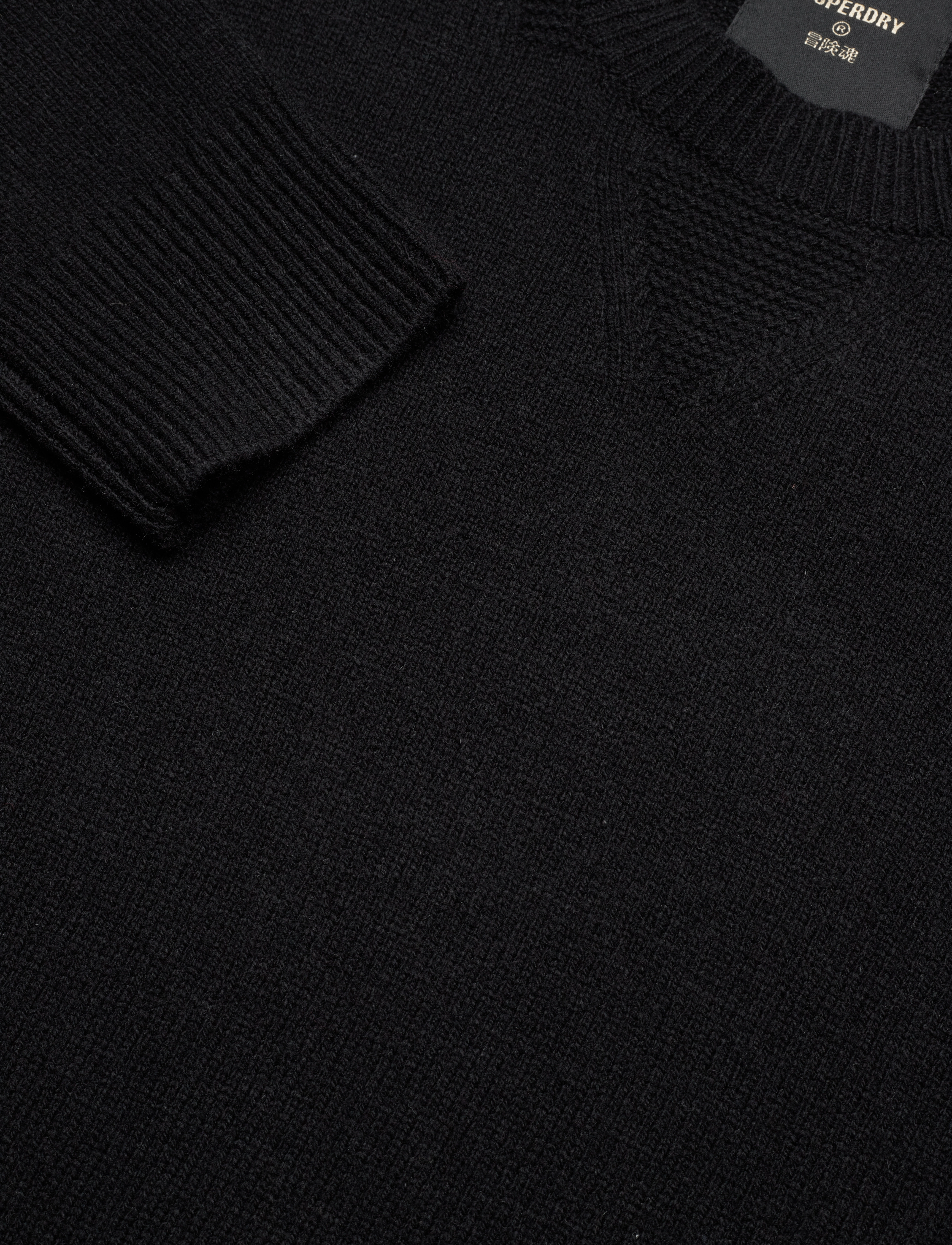 Superdry - VINTAGE LAMBSWOOL CREW - black - 2