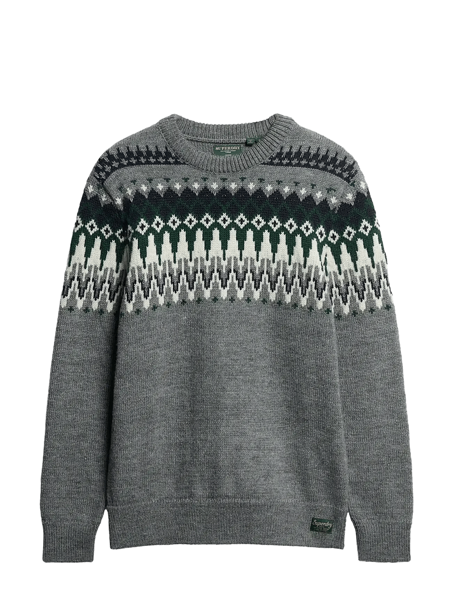 Superdry - FAIRISLE KNIT CREW JUMPER - rund hals - grey marl multi - 1
