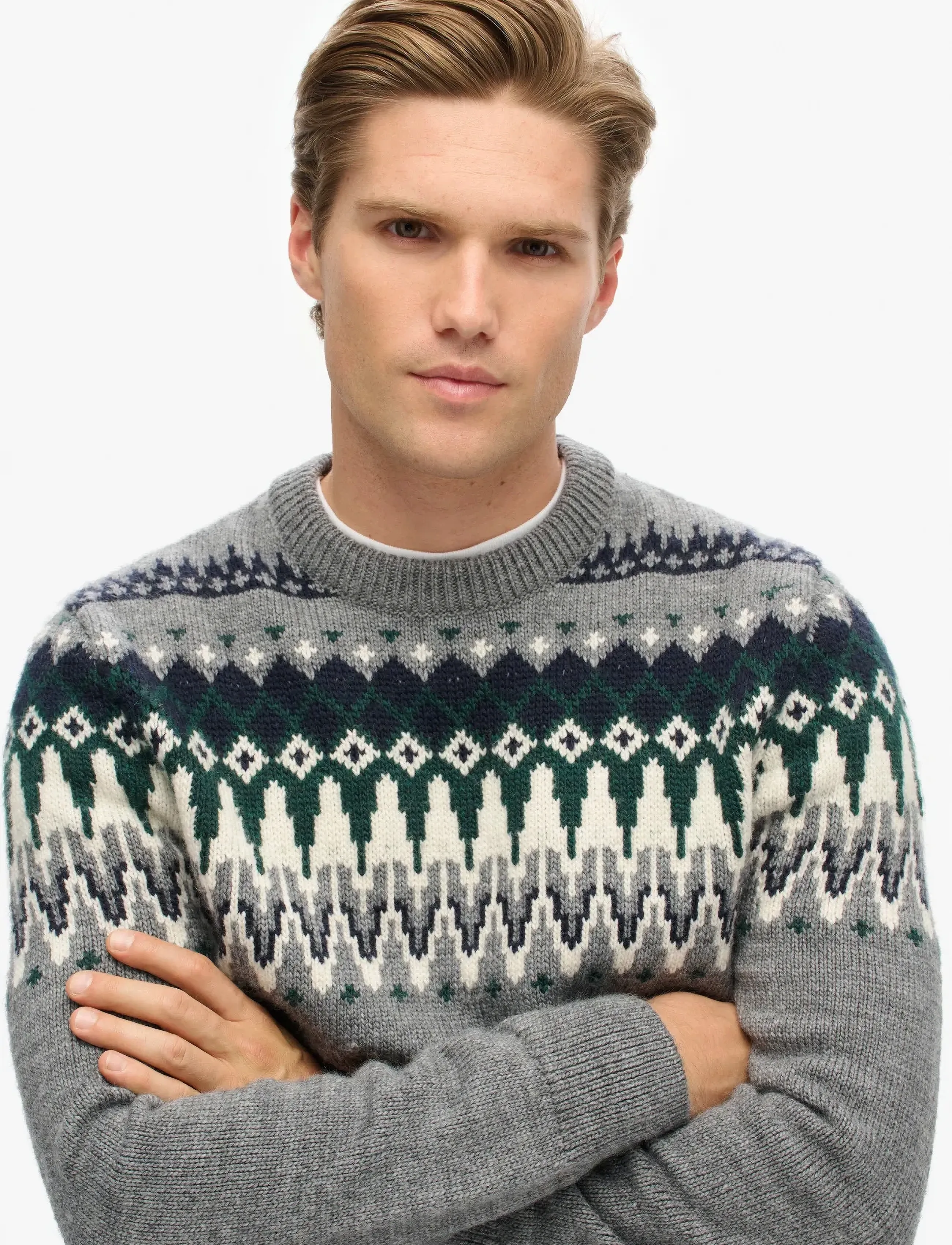 Superdry - FAIRISLE KNIT CREW JUMPER - rund hals - grey marl multi - 2