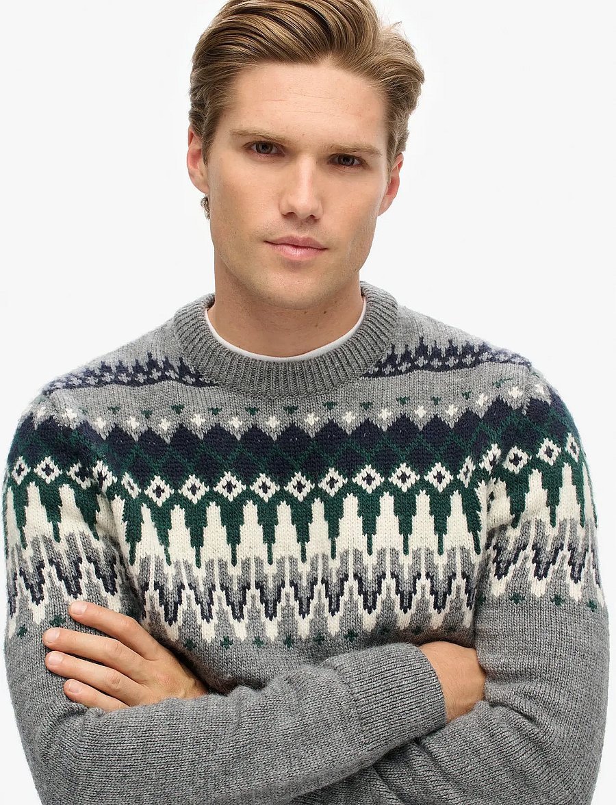 Superdry - FAIRISLE KNIT CREW JUMPER - rund hals - grey marl multi - 2