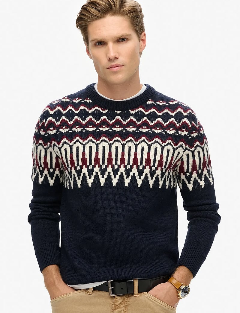 Superdry - FAIRISLE KNIT CREW JUMPER - rund hals - navy multi - 0
