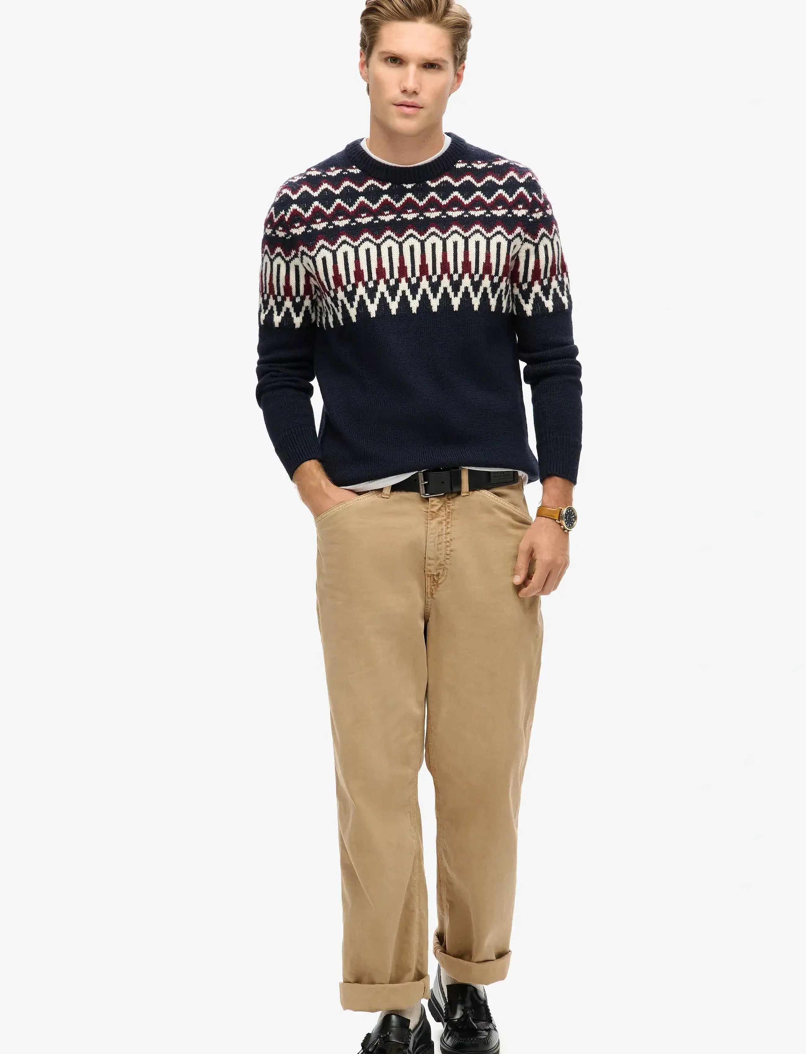 Superdry - FAIRISLE KNIT CREW JUMPER - rundhalsad - navy multi - 4