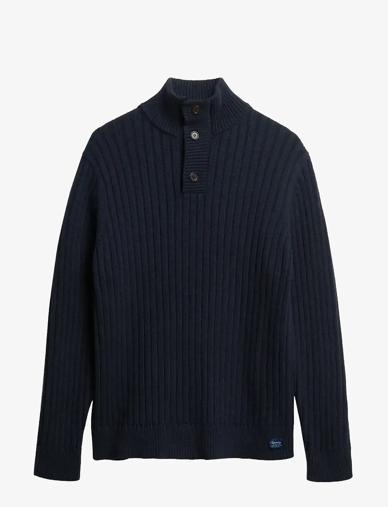 Superdry - VINTAGE RIBBED HENLEY - pullover mit halbem reißverschluss - eclipse navy - 1