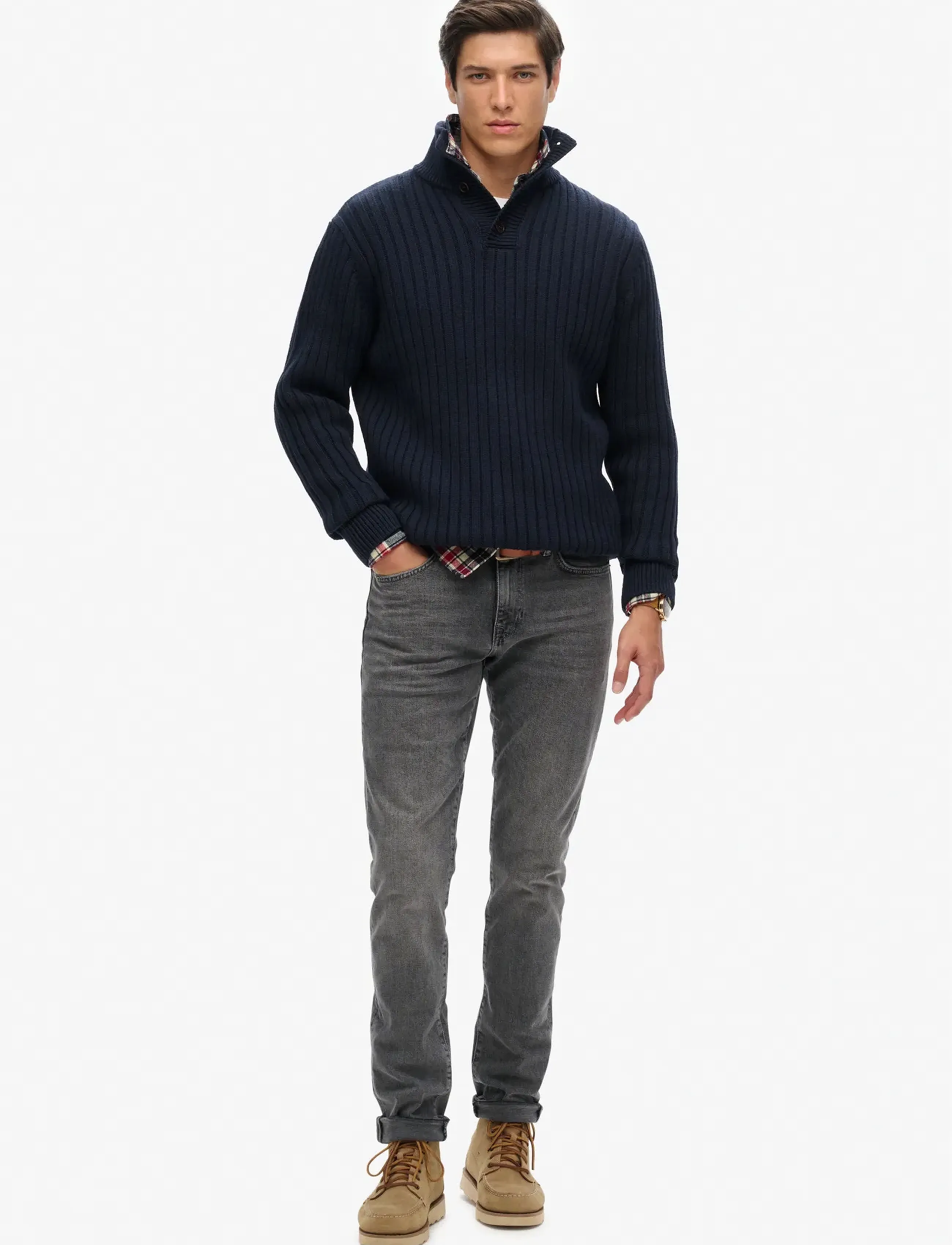 Superdry - VINTAGE RIBBED HENLEY - herren - eclipse navy - 2