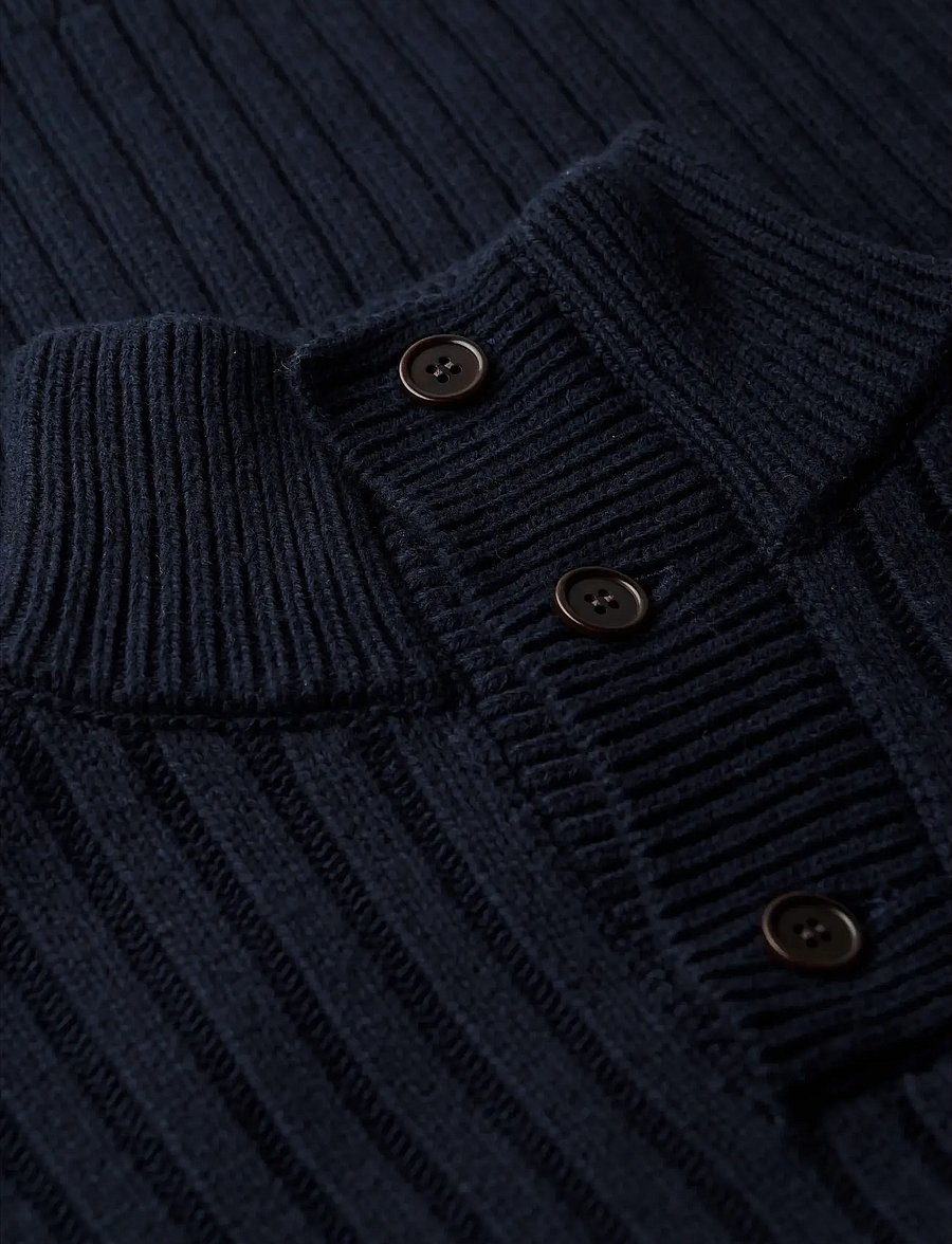 Superdry - VINTAGE RIBBED HENLEY - pullover mit halbem reißverschluss - eclipse navy - 4