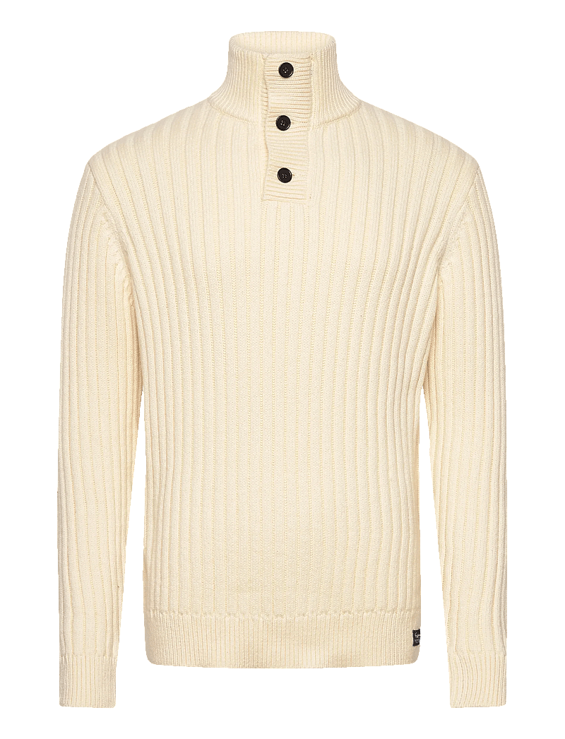 Superdry - VINTAGE RIBBED HENLEY - pullover mit halbem reißverschluss - ecru - 1