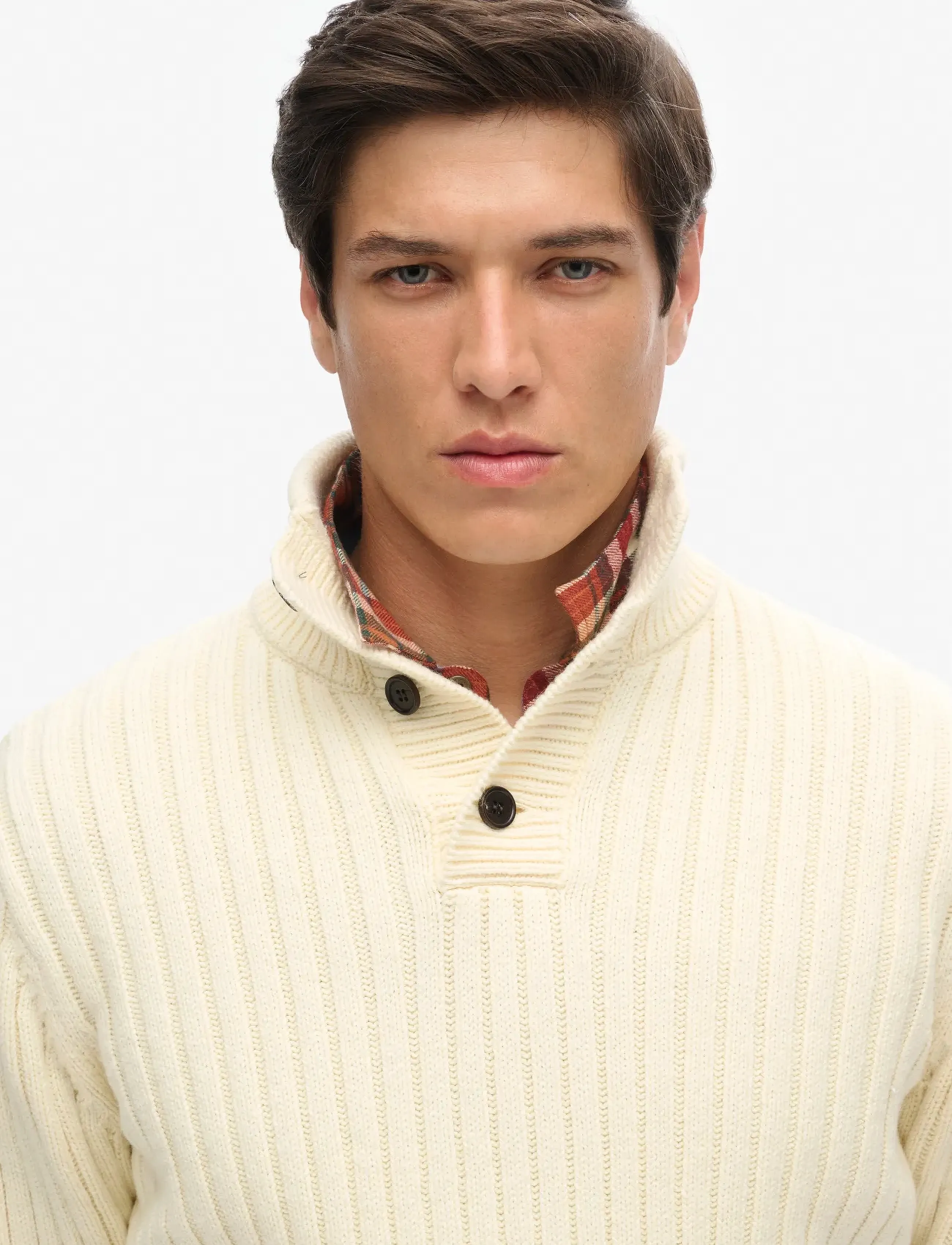Superdry - VINTAGE RIBBED HENLEY - tõmblukk-kaelusega džemprid - ecru - 4