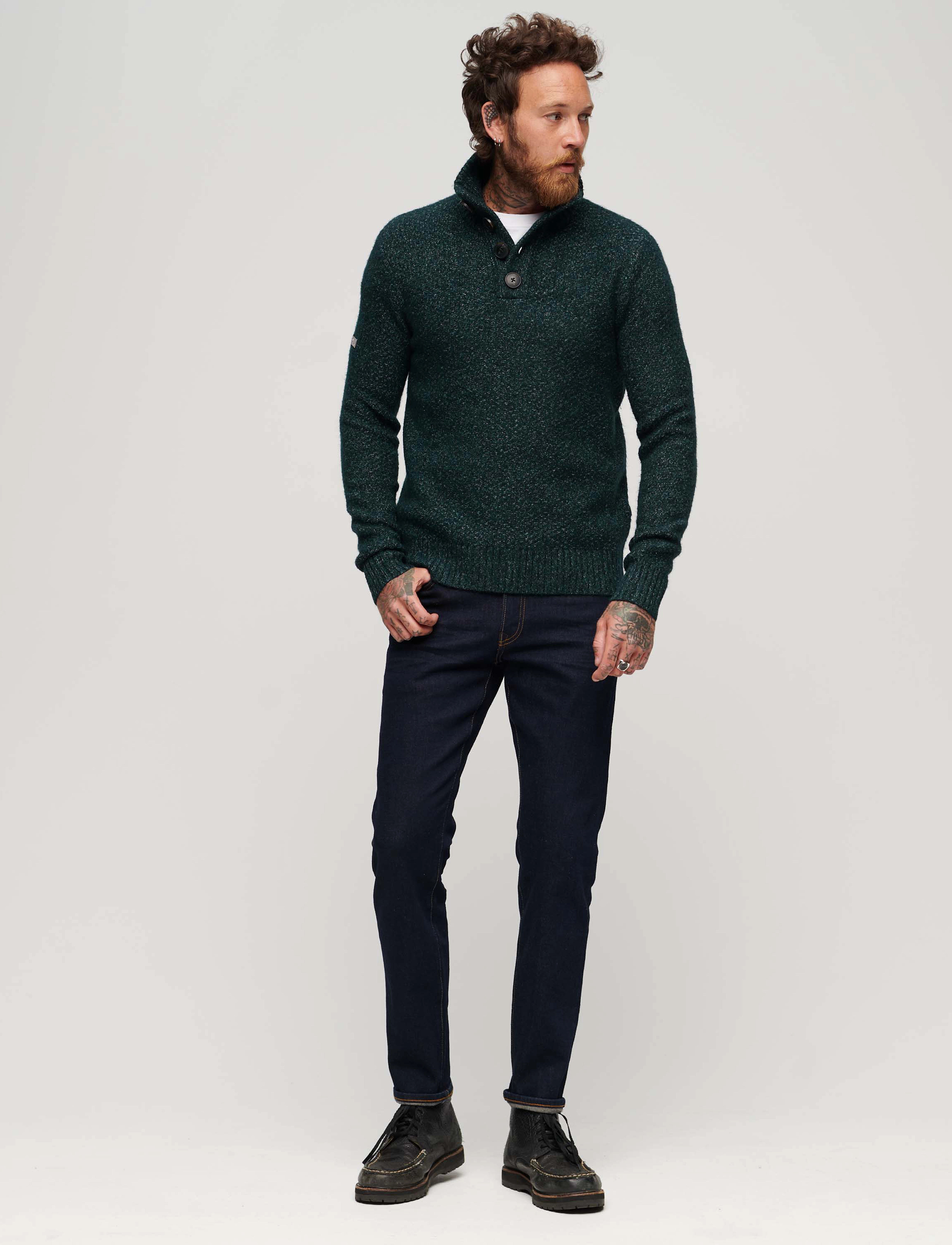 Superdry - CHUNKY BUTTON HIGH NECK JUMPER - eclipse navy - 3