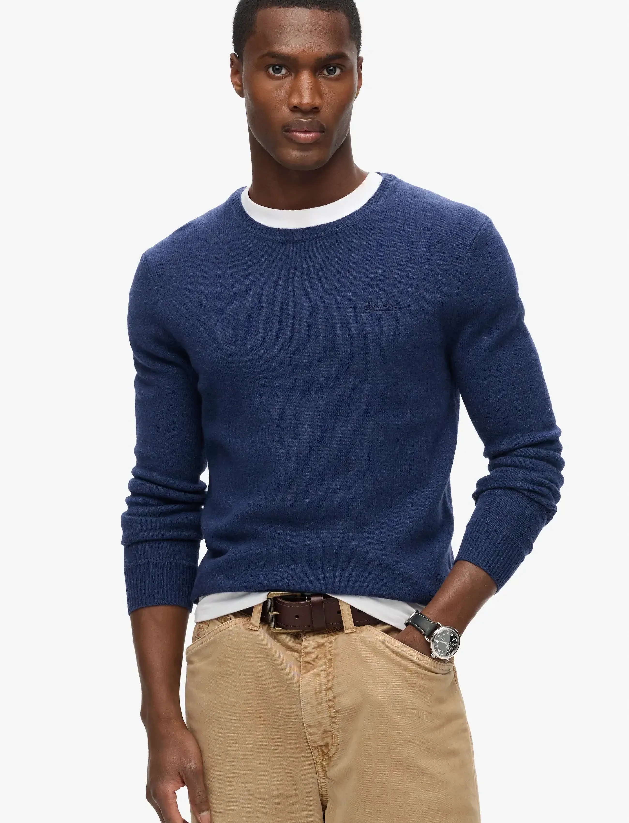 Superdry Essential Slim Fit Crew Jumper, Mænd, Rundhalset Sweater, Navy, Str: S