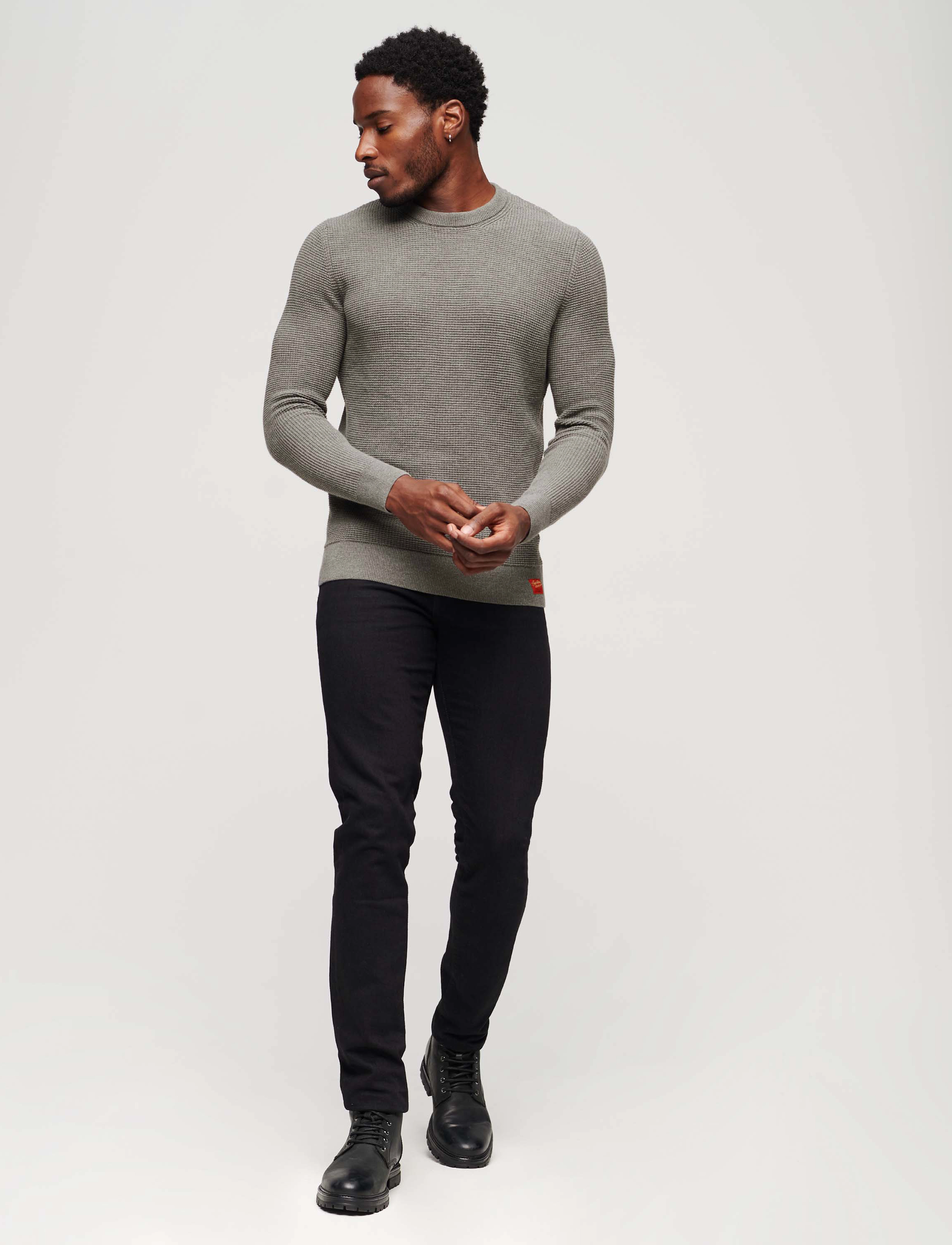 Superdry - TEXTURED CREW KNIT JUMPER - storm grey heather - 3