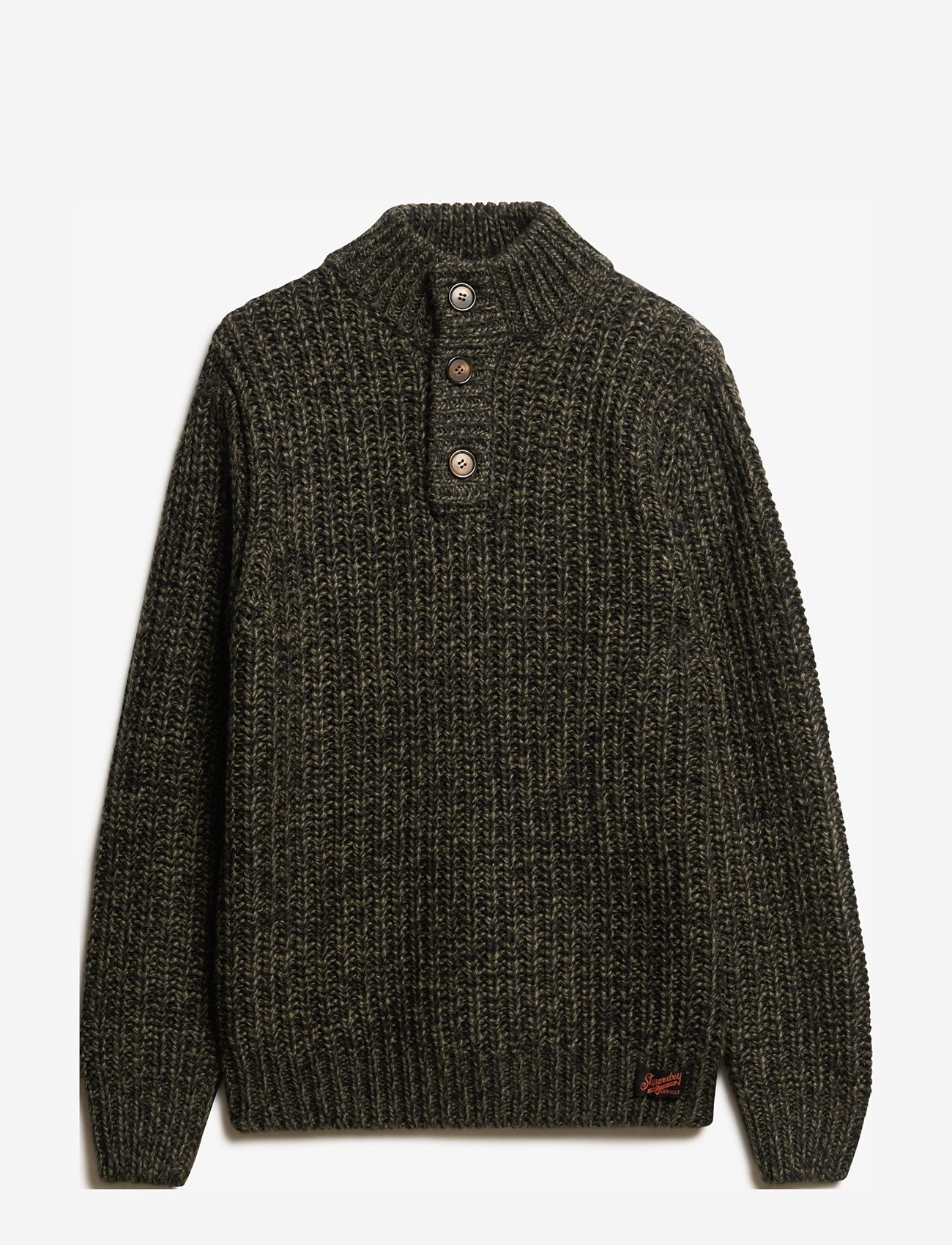 Superdry - CHUNKY KNIT HENLEY - pullover mit halbem reißverschluss - olive black twist - 1