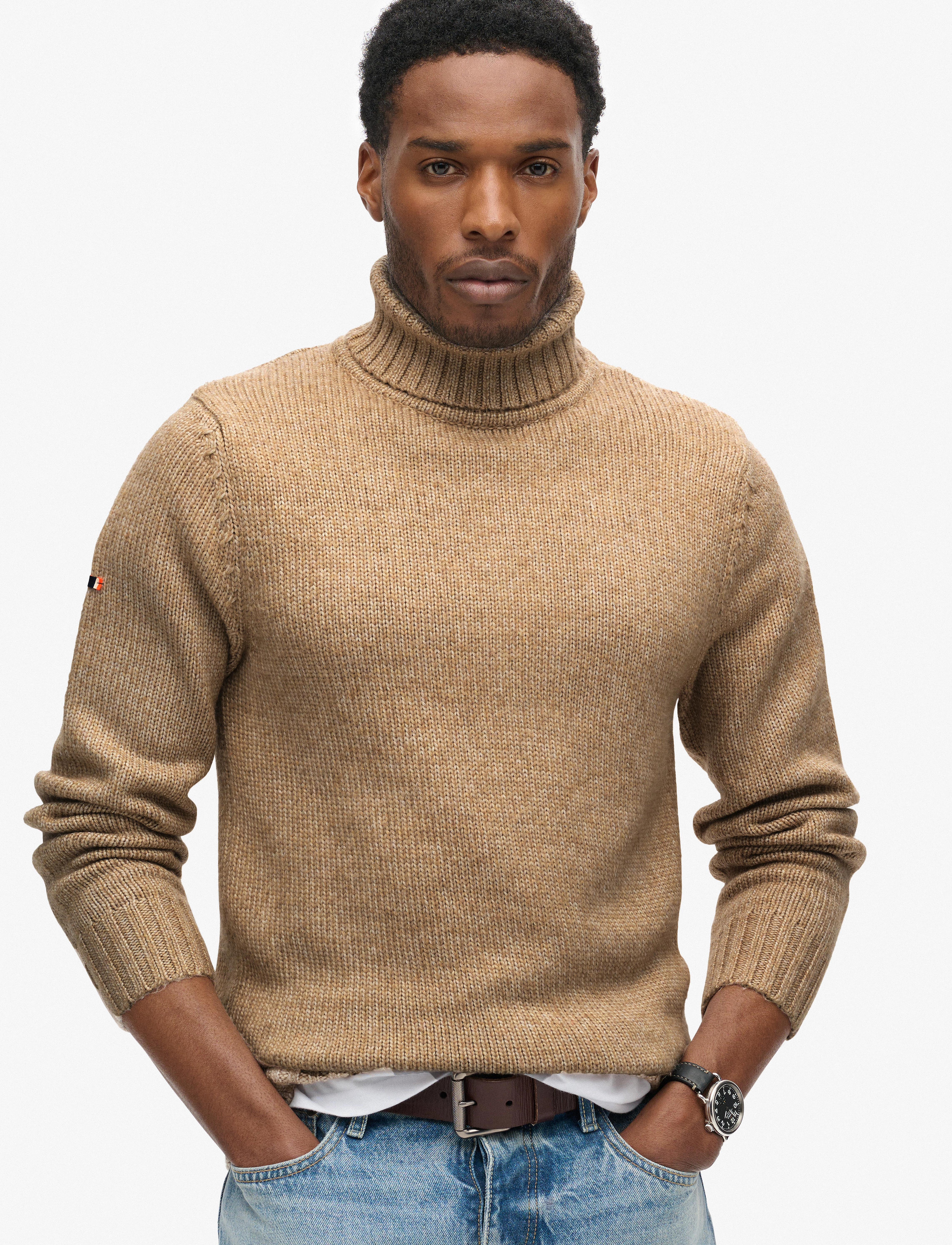 Superdry - BRUSHED ROLL NECK JUMPER - humus beige - 0