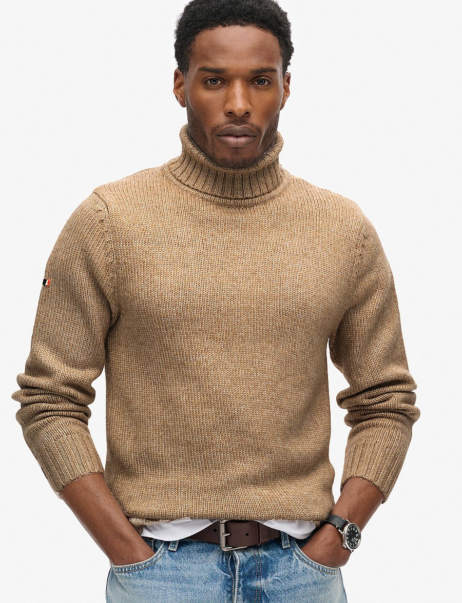 Superdry - BRUSHED ROLL NECK JUMPER - rollkragenpullover - humus beige - 0