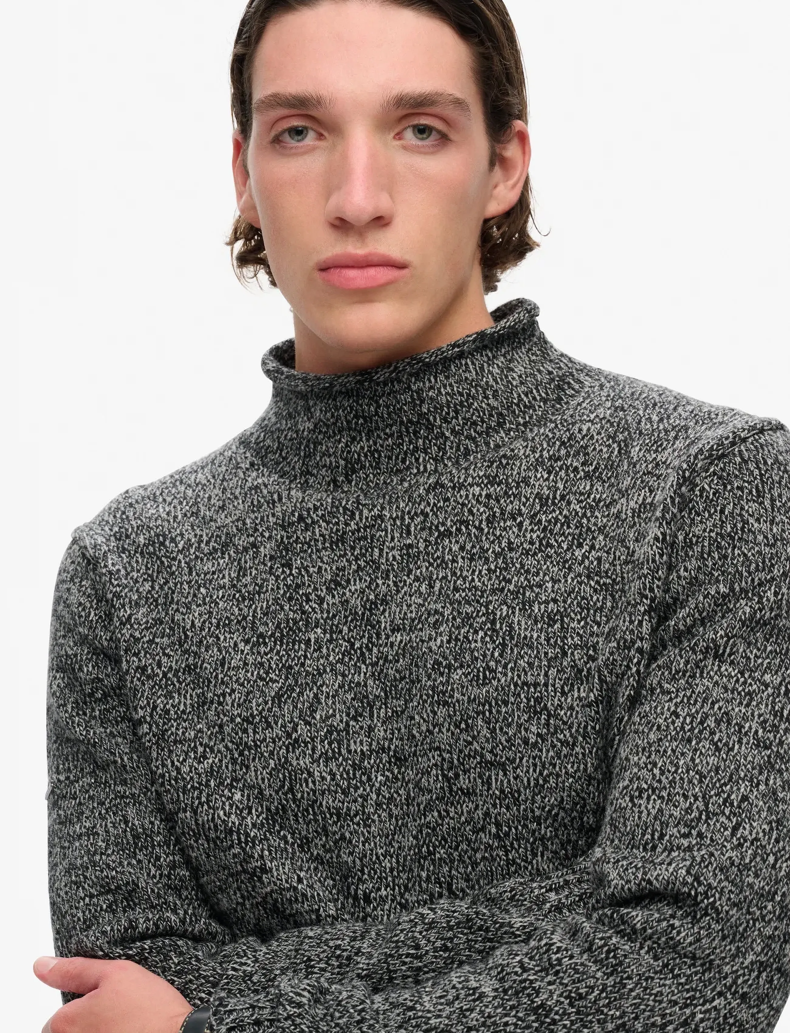 Superdry - 90s ROLL NECK JUMPER - strik - black marl - 3