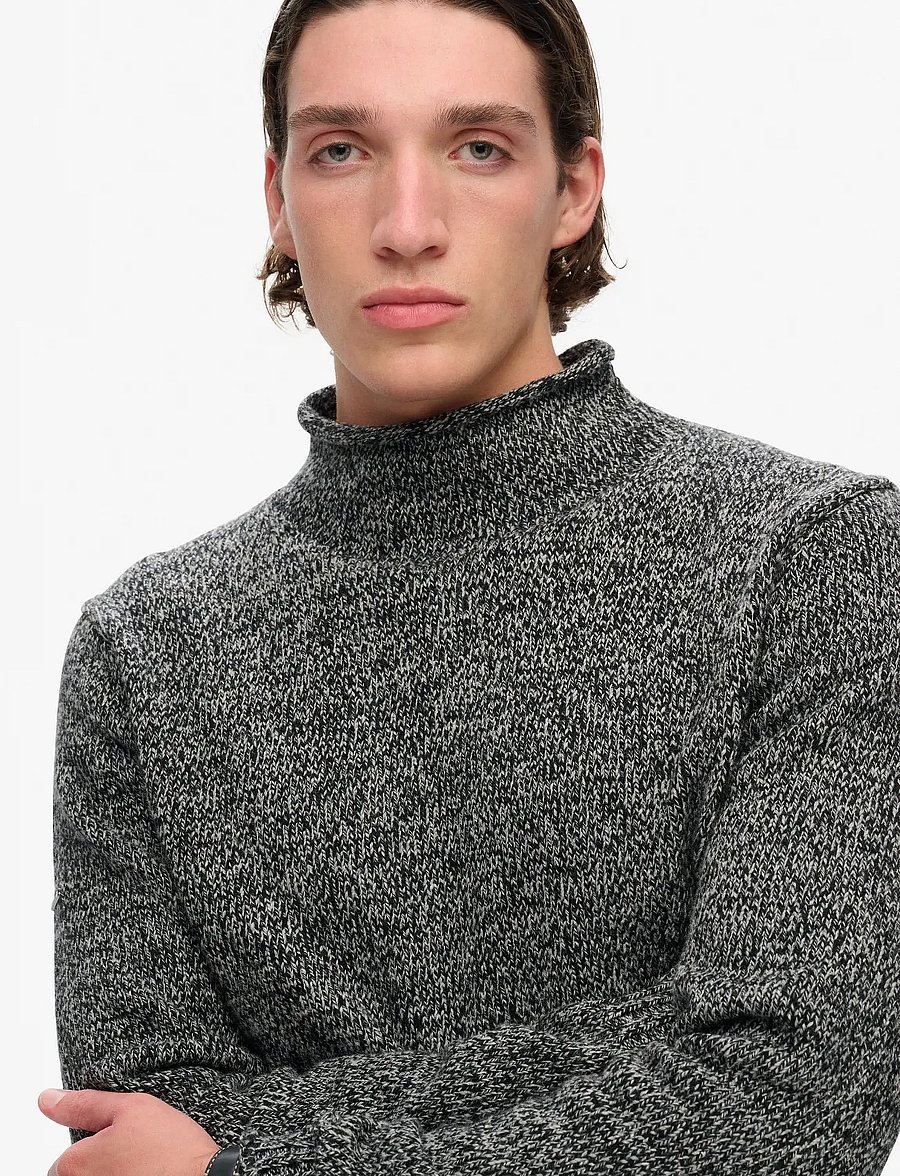 Superdry - 90s ROLL NECK JUMPER - turtlenecks - black marl - 3