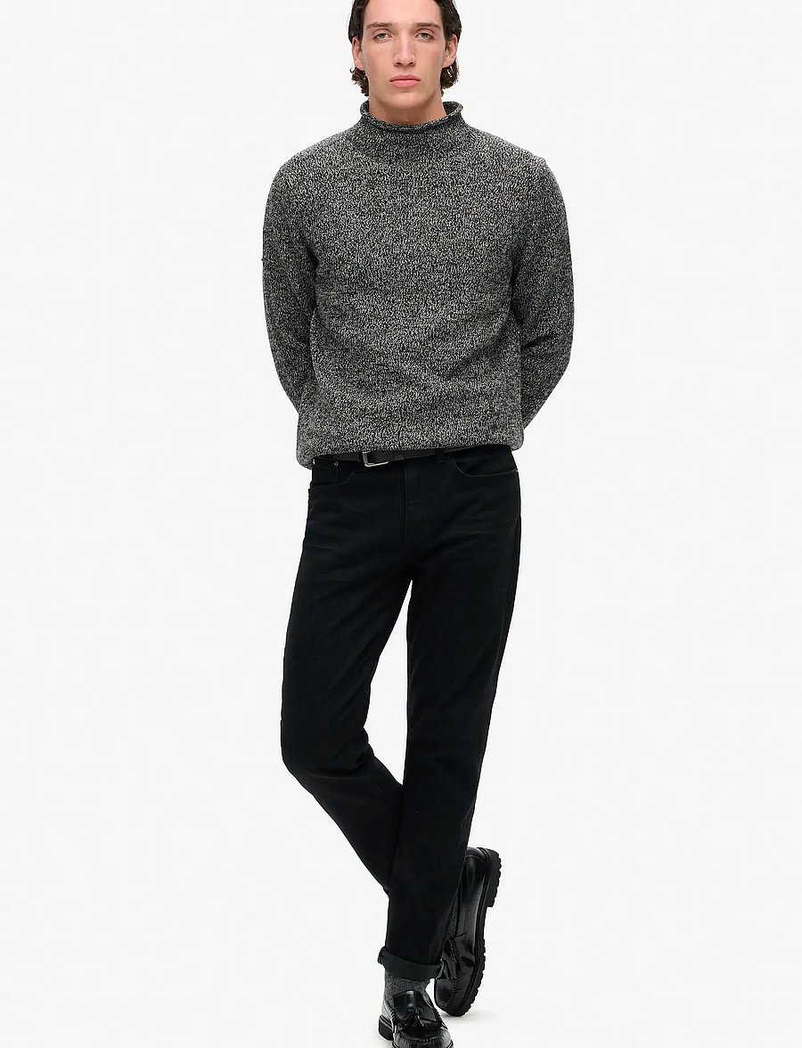 Superdry - 90s ROLL NECK JUMPER - turtlenecks - black marl - 4