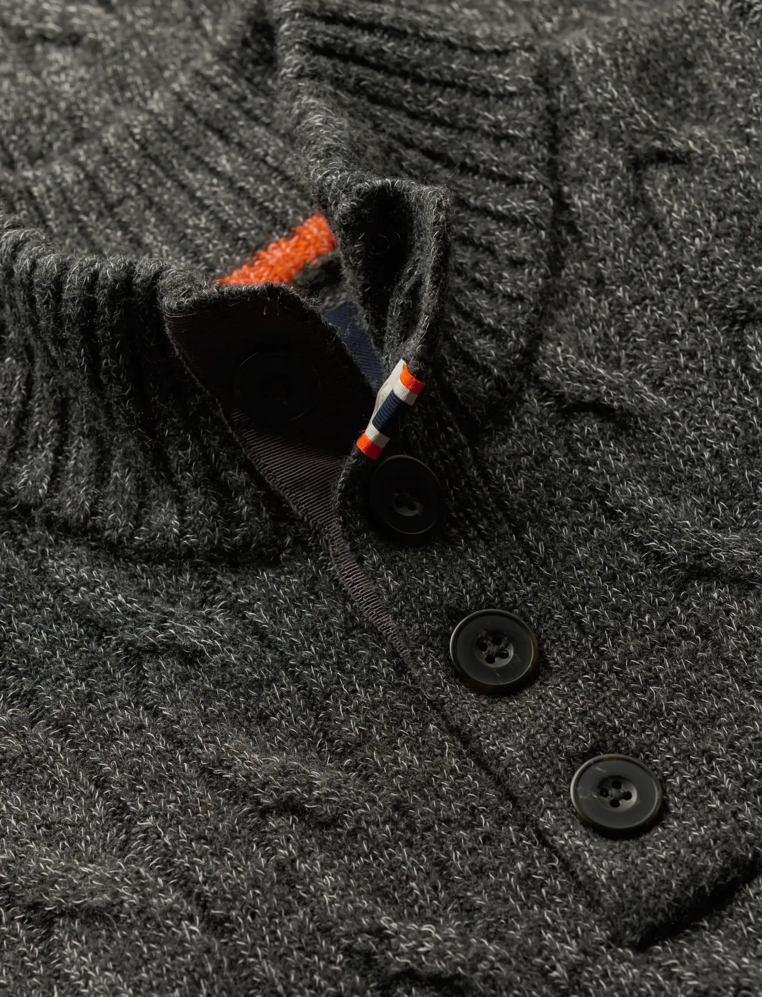 Superdry - CABLE BUTTON NECK JUMPER - basic-strickmode - washed black - 4