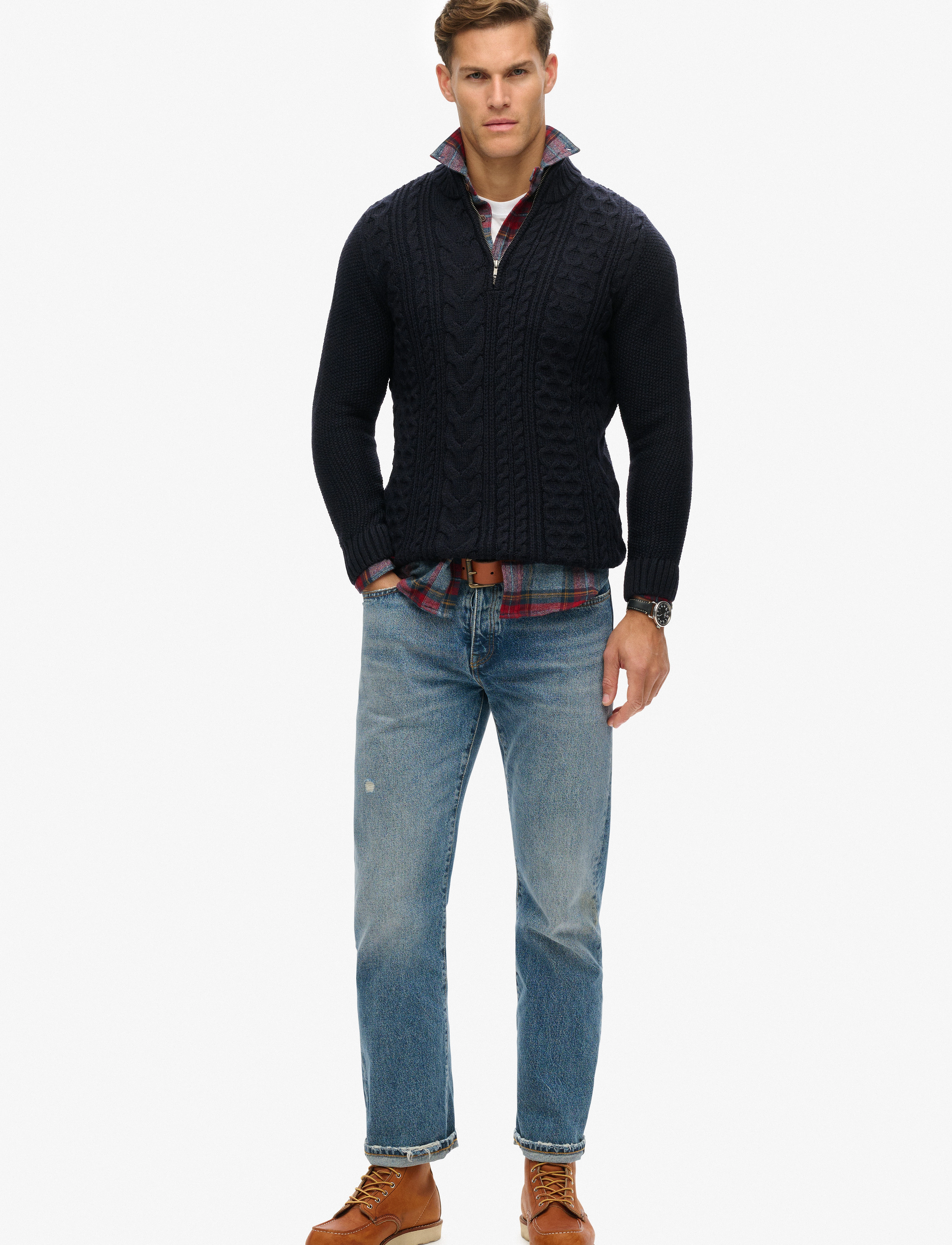 Superdry - JACOB CABLE KNIT HALF ZIP - eclipse navy - 4