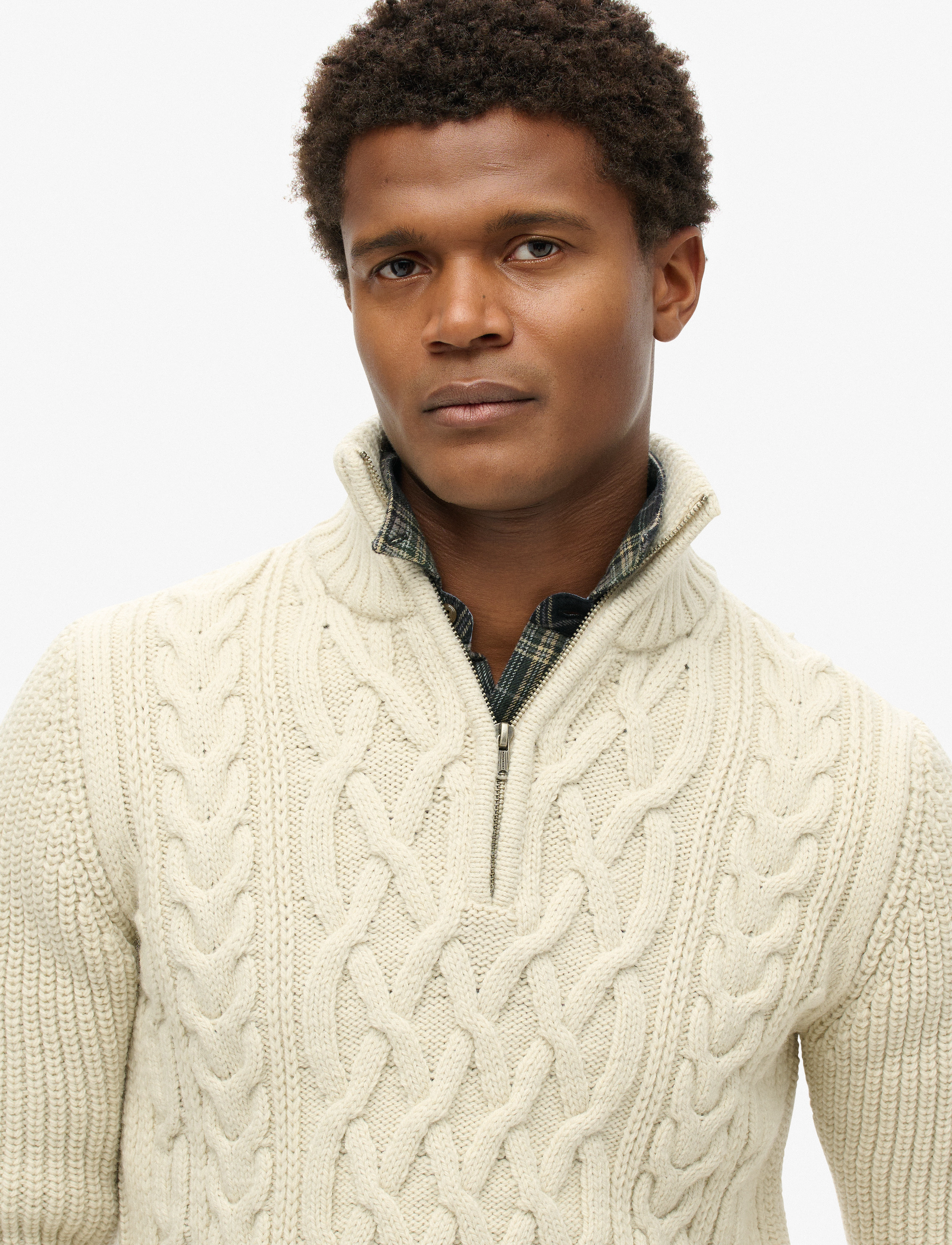 Superdry - JACOB CABLE KNIT HALF ZIP - ecru - 5