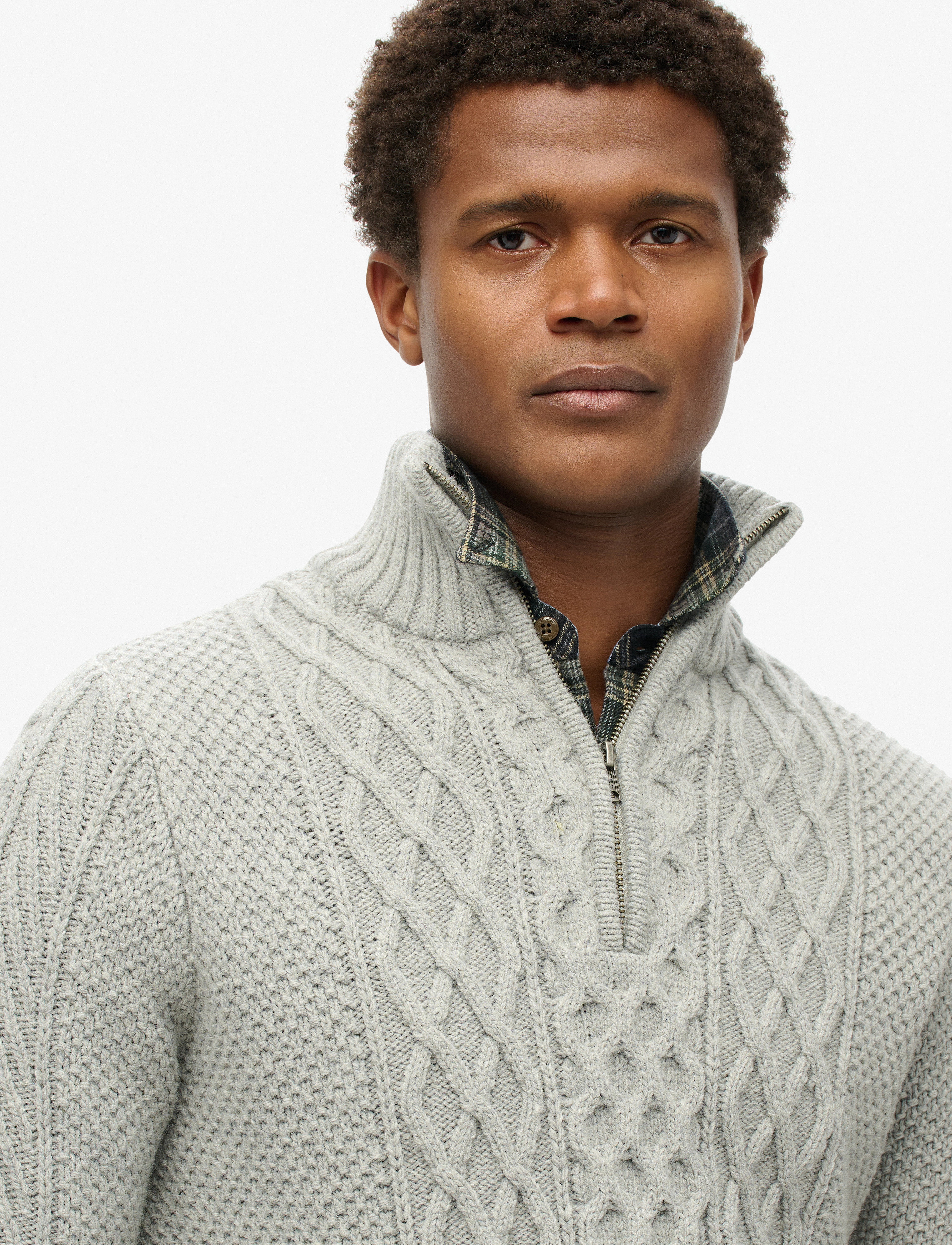 Superdry - JACOB CABLE KNIT HALF ZIP - mid grey - 4