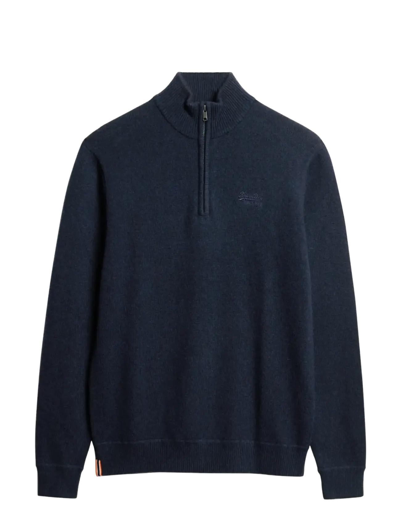 ESSENTIAL EMB KNIT HALF ZIP - CARBON NAVY MARL