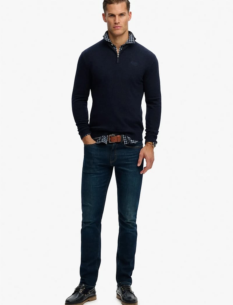 Superdry - ESSENTIAL EMB KNIT HALF ZIP - pullover mit halbem reißverschluss - carbon navy marl - 2