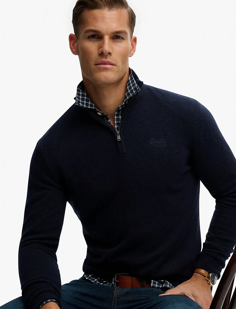 Superdry - ESSENTIAL EMB KNIT HALF ZIP - pullover mit halbem reißverschluss - carbon navy marl - 4