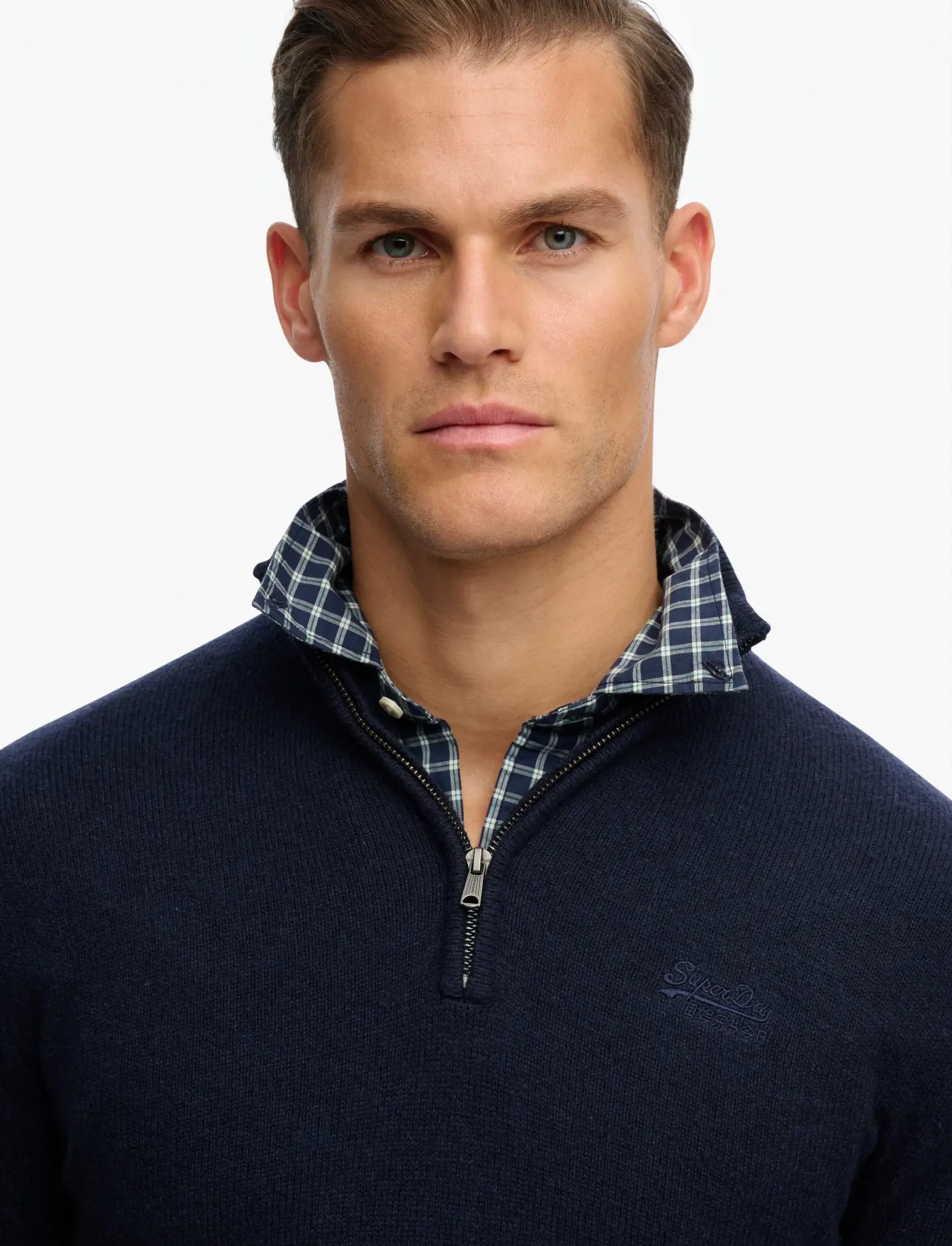 Superdry - ESSENTIAL EMB KNIT HALF ZIP - herren - carbon navy marl - 5