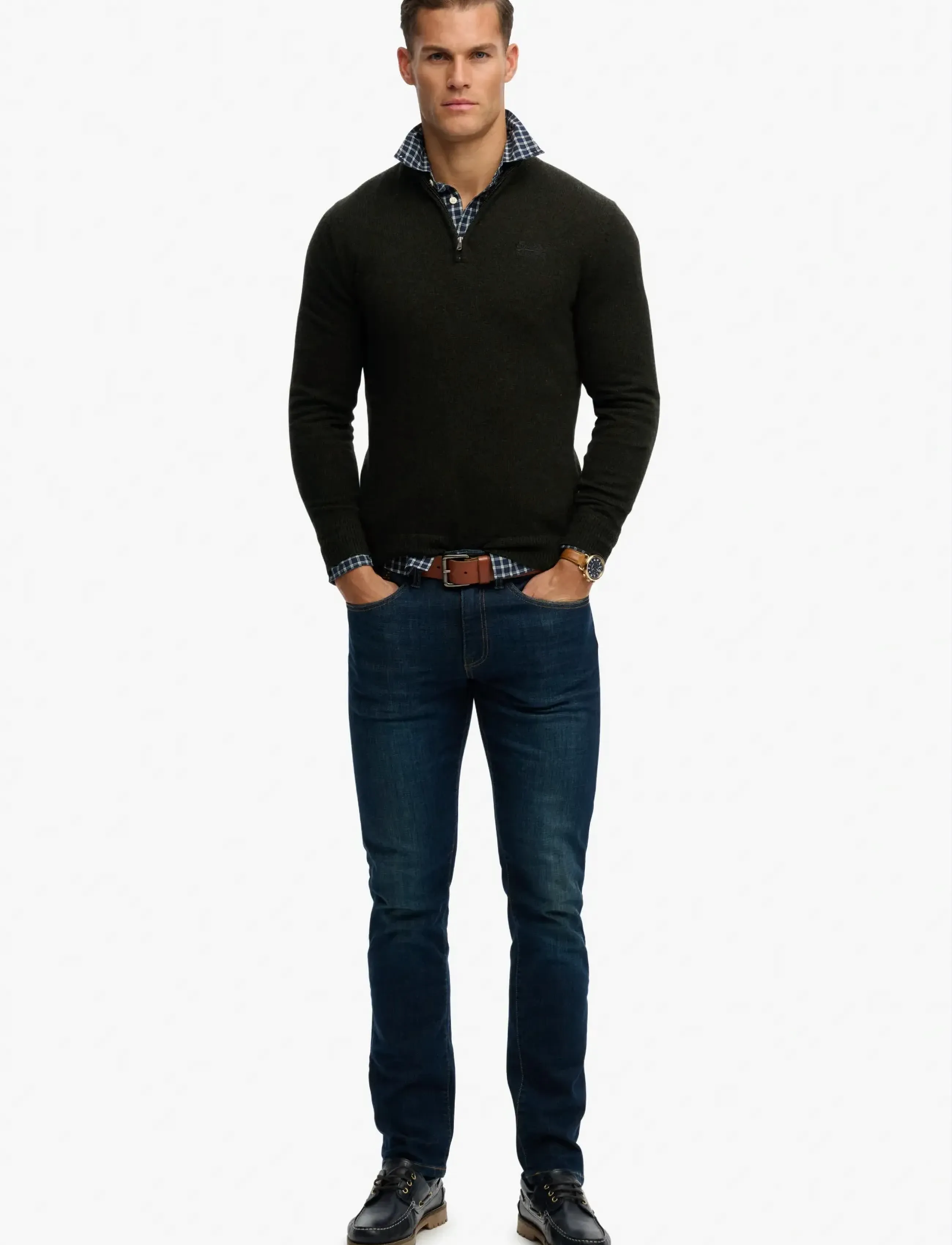 Superdry - ESSENTIAL EMB KNIT HALF ZIP - kudumid - dark moss marl - 3